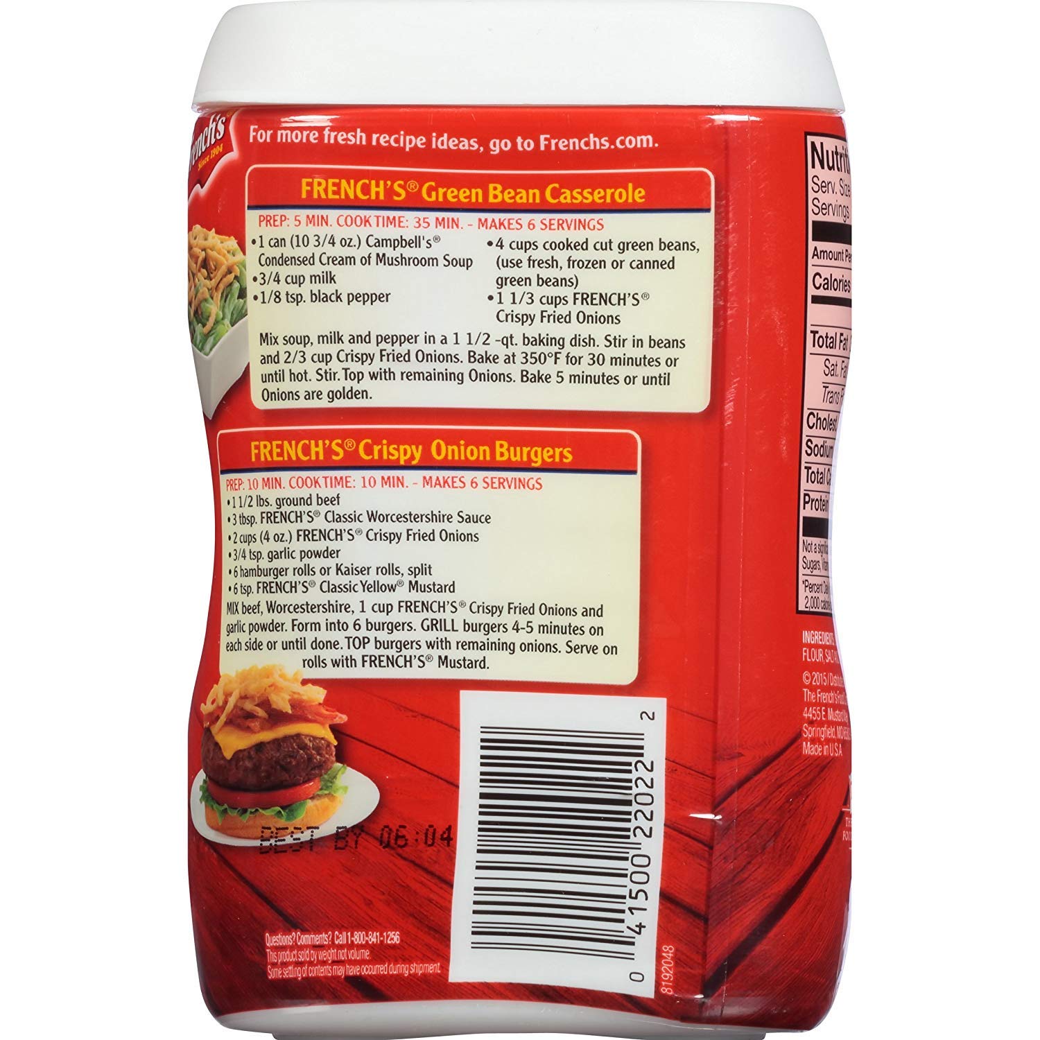 French's Original Crispy Fried Onions, 2.8 oz (Pack of 2) - Gluten Free Topping for Salads, Casseroles & Burgers - Perfect for Green Bean Casserole & Thanksgiving Dishes
