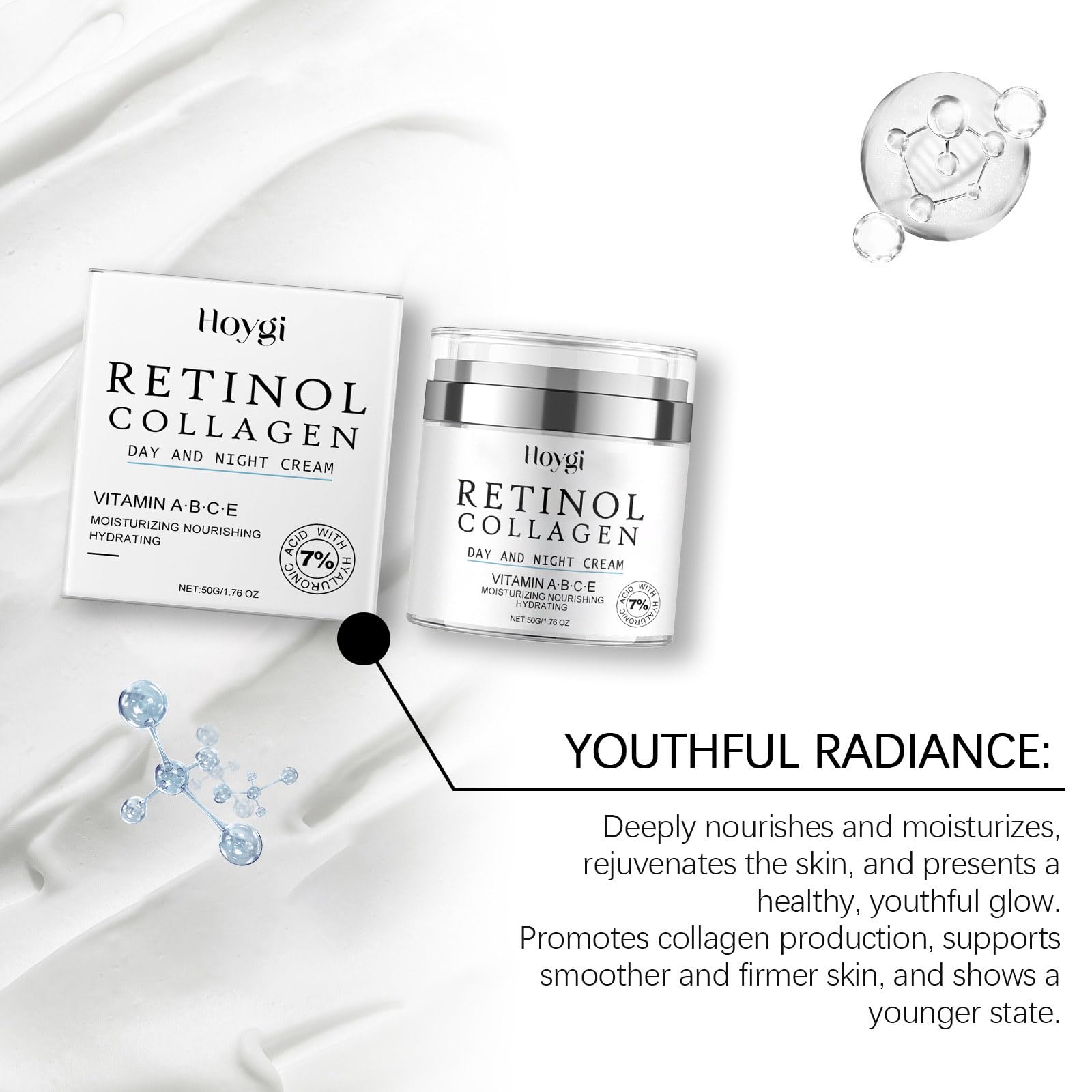 Best Retinol Cream for Face - Anti-Wrinkle & Firming Moisturizer with Hyaluronic Acid & Collagen - Day & Night Cream for Women & Men - Hydrates Skin, Reduces Fine Lines & Dryness - Perfect for Daily Skincare Routine & Anti-Aging Regimen