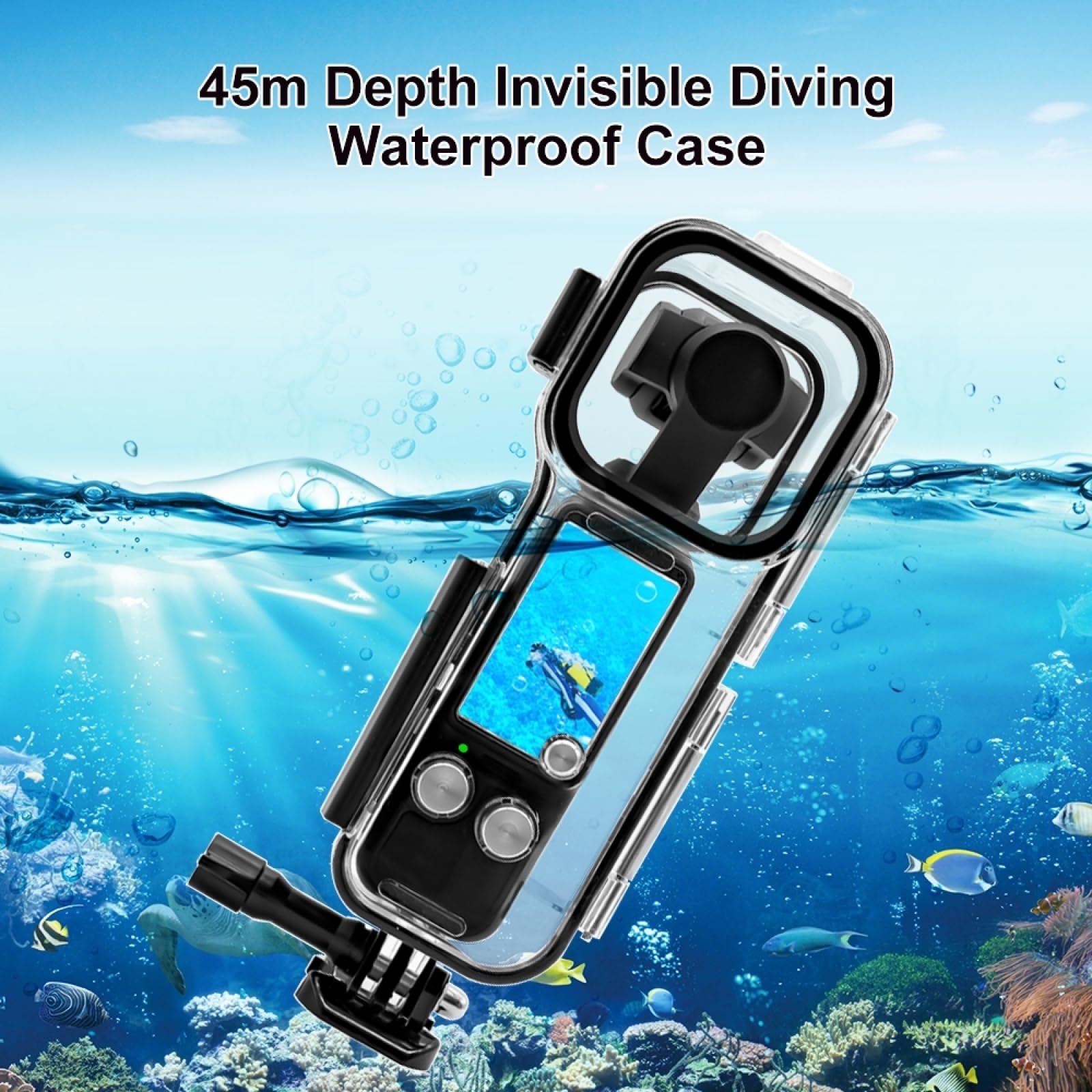 Andoer Waterproof Camera Case - IP68 Underwater Protective Housing for GoPro Hero 12/11/10/9, DJI Action, Sports Cameras - Ideal for Snorkeling, Diving, Surfing & Water Sports Accessories