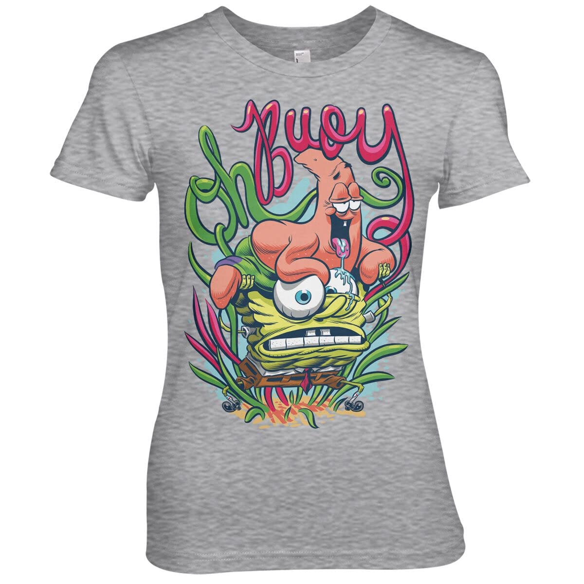 Official SpongeBob SquarePants Women's T-Shirt - Heather Grey XX-Large - Cartoon Character Graphic Tee for Casual Wear, Cosplay & Gift Giving