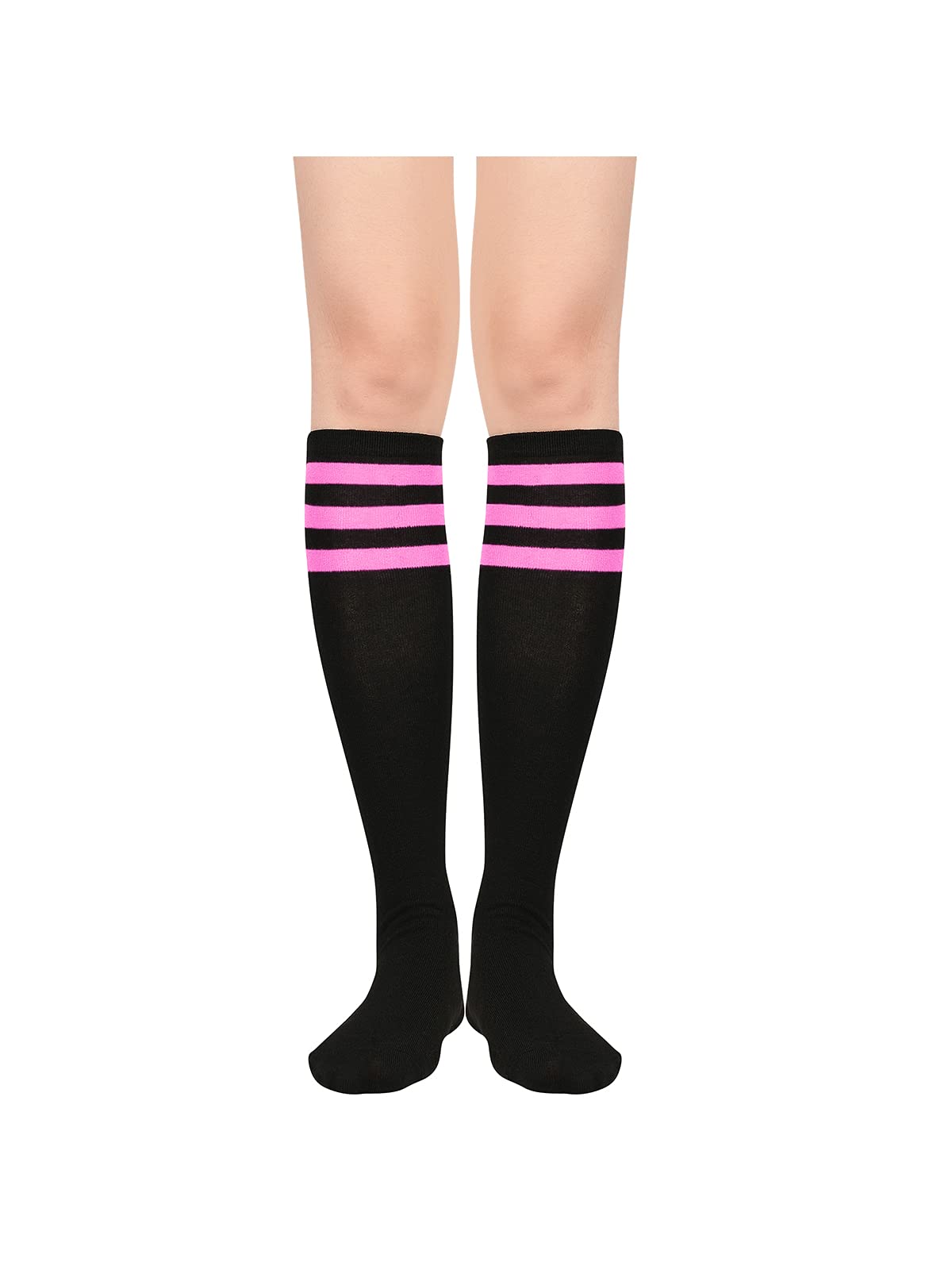 Century Star Women's Knee High Athletic Socks - Thin Stripes Compression Stockings for Running, Hiking & Outdoor Sports - Breathable & Comfortable Tube Socks for Workout & Daily Wear