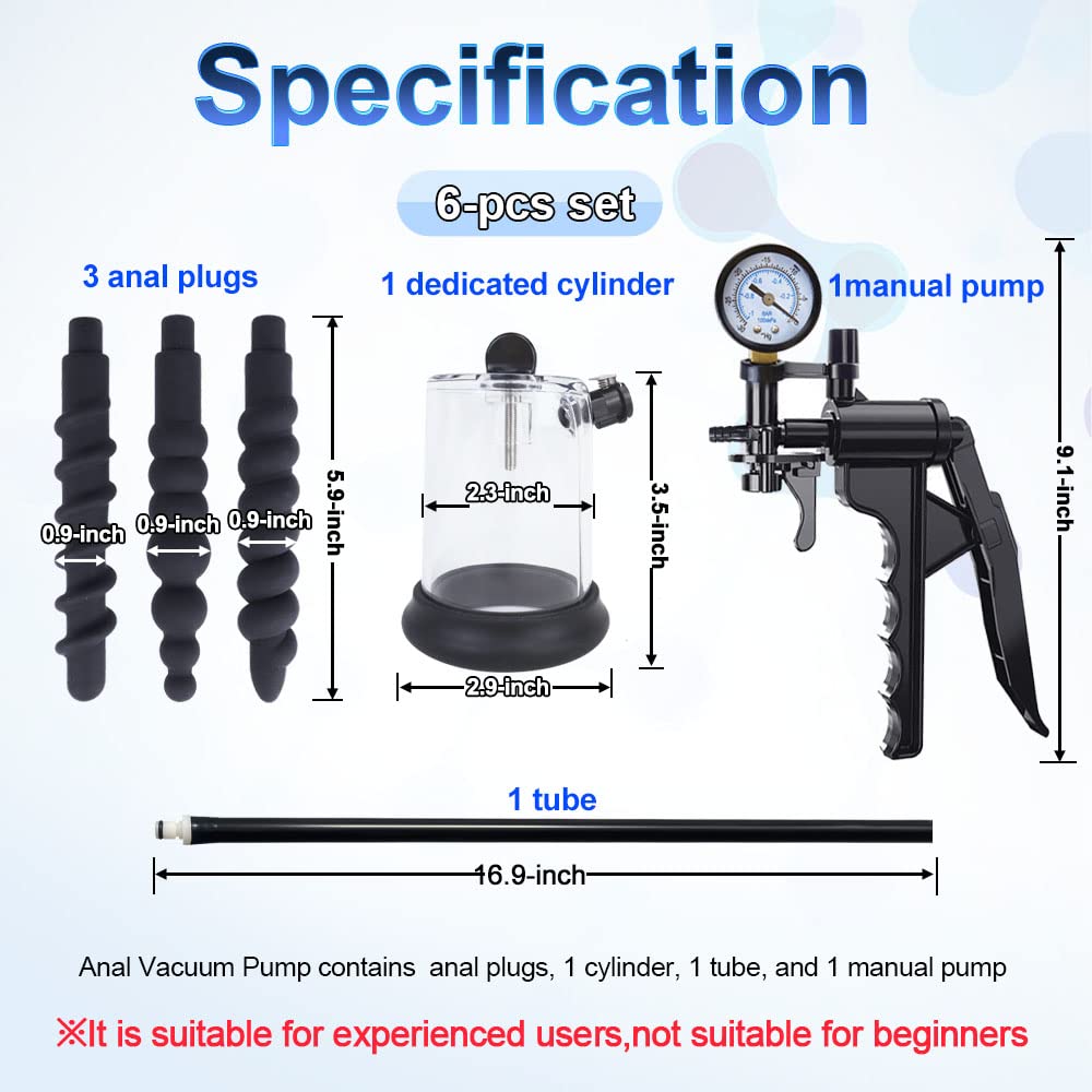 TaRiss Anal Vacuum Pump Manual Anus Enlarger with Butt Plug - Prostate Massager Stimulator for Men & Women - Adult Sex Toy for Experienced Users - Perfect for Solo Play & Couples Pleasure