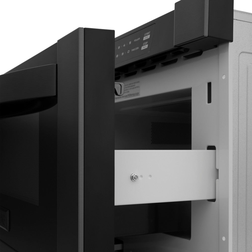 ZLINE 24 Inch 1.2 Cu Ft Black Stainless Steel Built-In Microwave Drawer (MWD 1 BS) - Perfect for Modern Kitchens, Small Spaces & Seamless Cabinet Integration