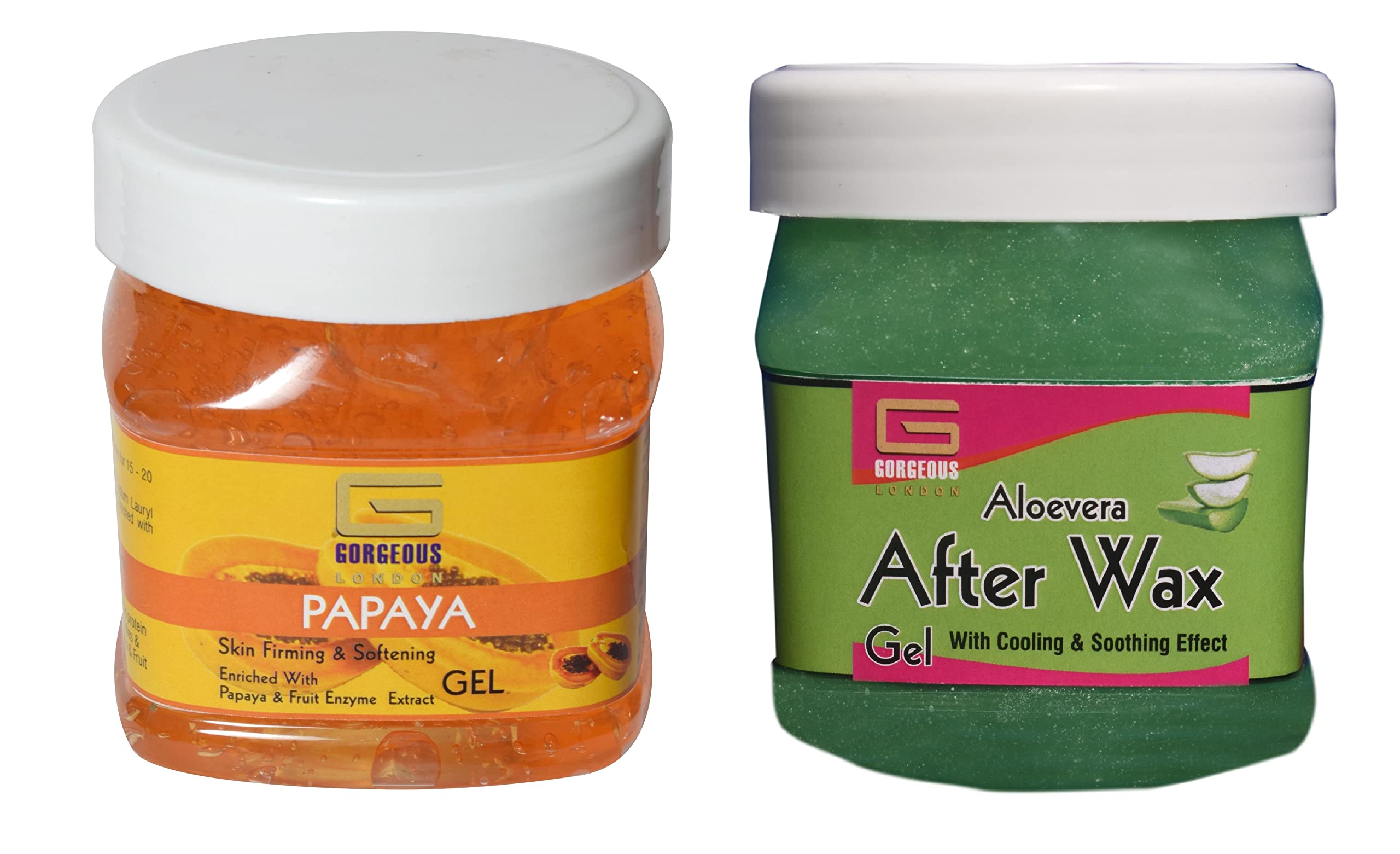London Papaya & Aloe Vera After Wax Gel Combo (2 x 450ml) - Soothing Post-Wax Treatment for Smooth Skin - Perfect for Hair Removal Aftercare at Home or Salon