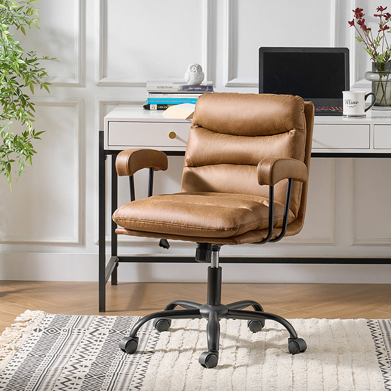 Anselm Modern Ergonomic Faux Leather Office Chair - Adjustable Swivel Desk Chair with Lumbar Support for Home & Office Workspace