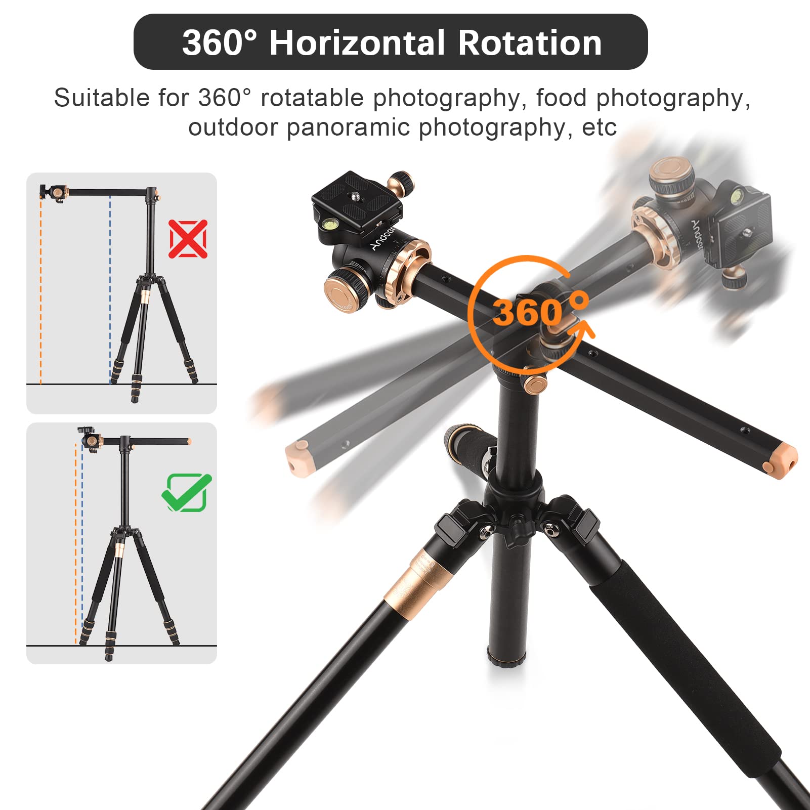 Jemora 72.4 Inch Aluminum Alloy Camera Tripod Stand - Portable DSLR Tripod with 360° Ballhead, 17.6lbs Load Capacity for Photography & Videography - Perfect for Travel, Vlogging, and Outdoor Shooting