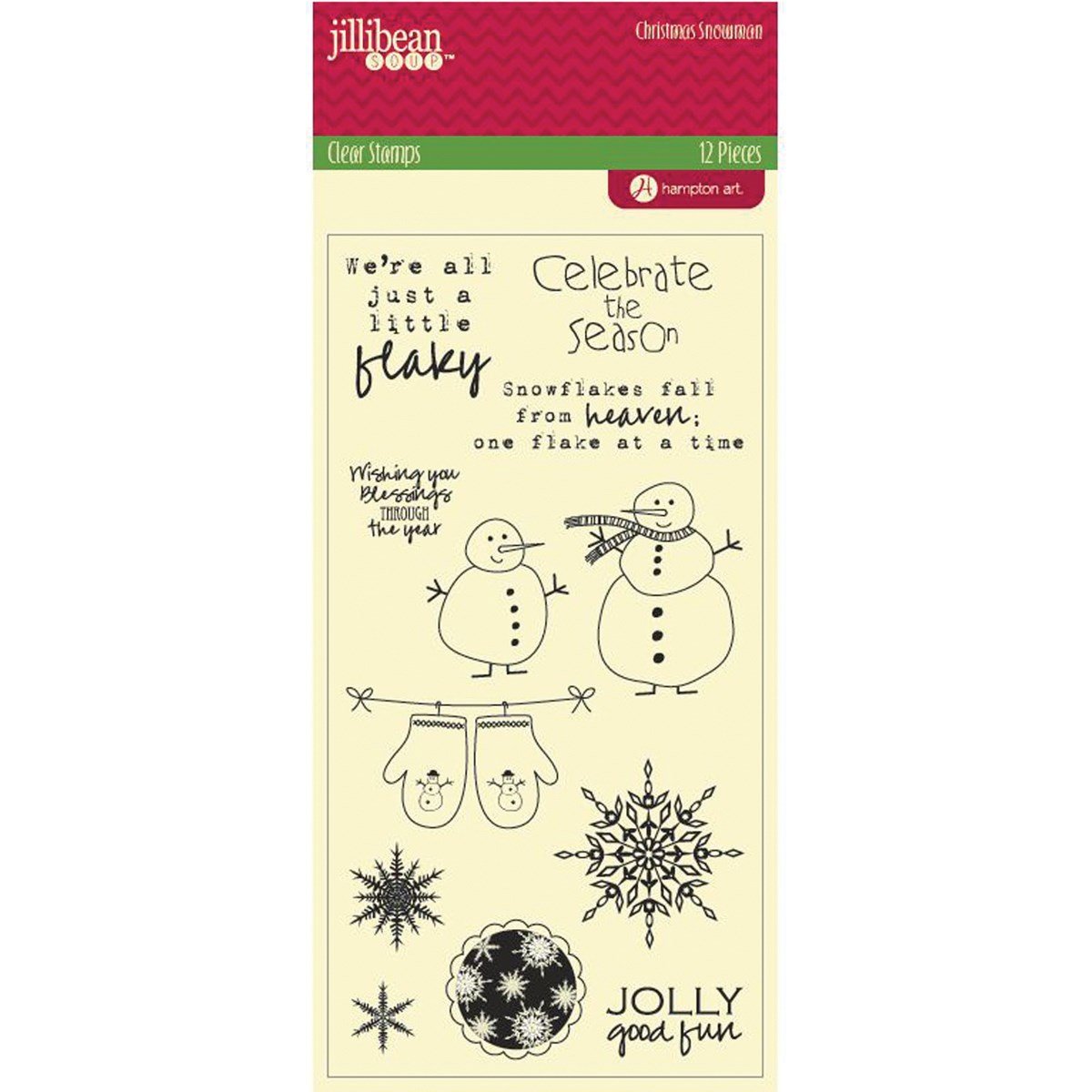 Hampton Art Jillibean Soup Clear Christmas Snowman Stamp - 4x8 Inch Holiday Crafting Stamp for DIY Cards, Scrapbooking & Gift Wrapping