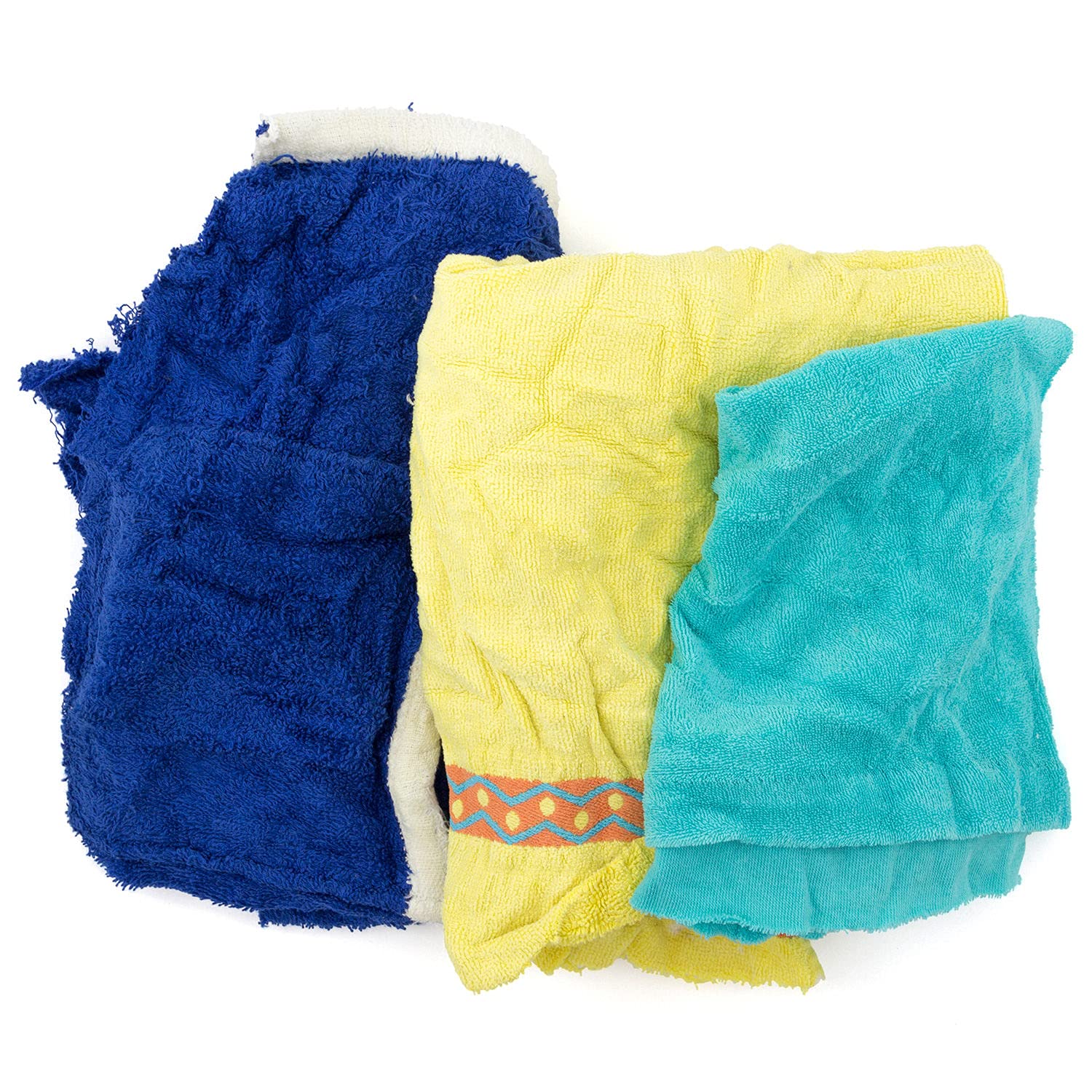 Hospeco Premium Reclaimed Terry Towel & Robe Rags - 50 Lbs Bulk Pack - Assorted Colors - Eco-Friendly Cleaning Cloths for Home, Hotel, and Industrial Use