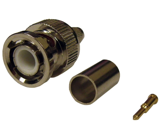 BNC Male Connector for RG59 Cable - 3 Pack Gold Plated Crimp Style Coaxial Connectors for CCTV, Security Cameras & AV Equipment