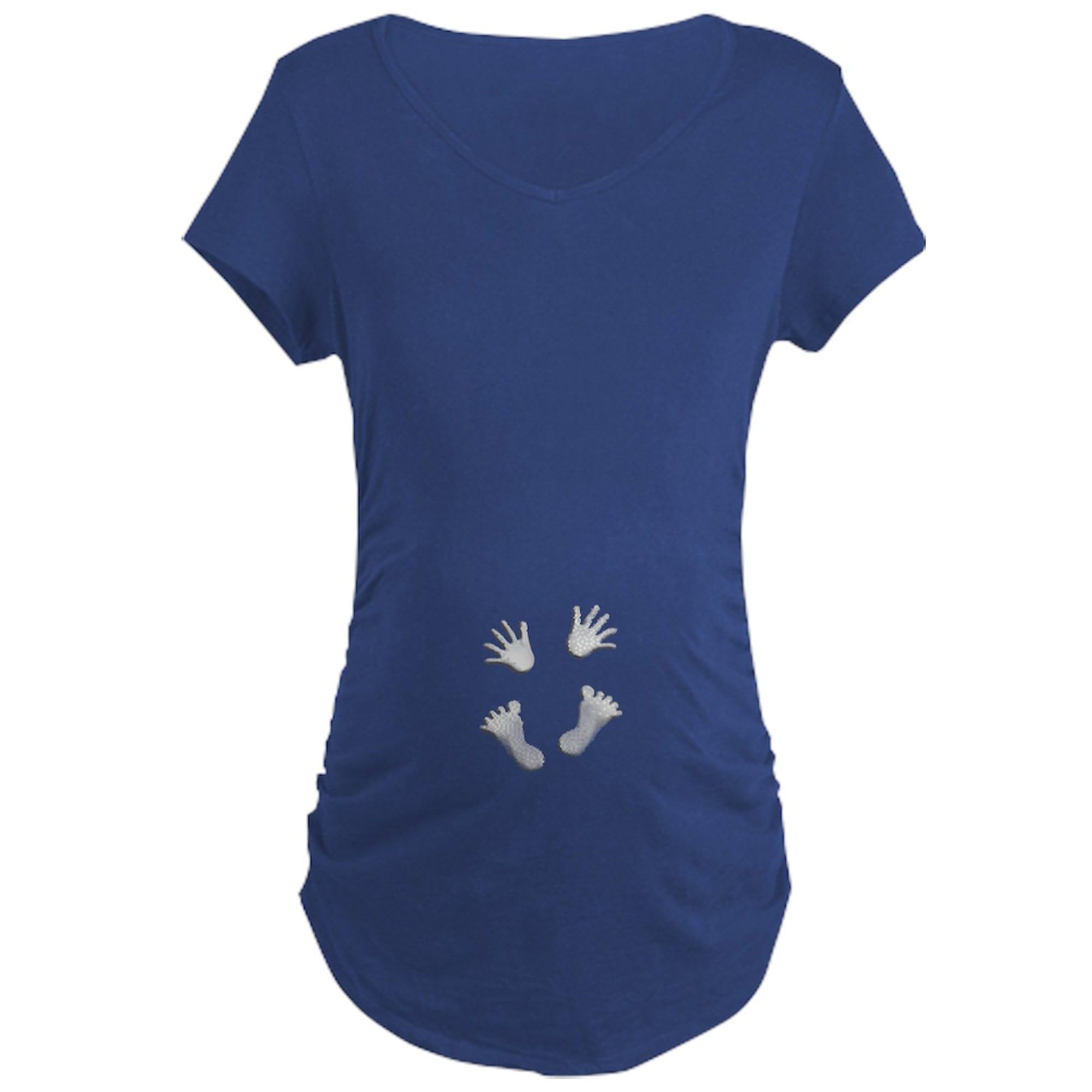 Hands & Feet Maternity T-Shirt for Women - Stretch Ruched Side Design for Comfort - Perfect for Pregnancy Photos, Baby Showers & Everyday Wear
