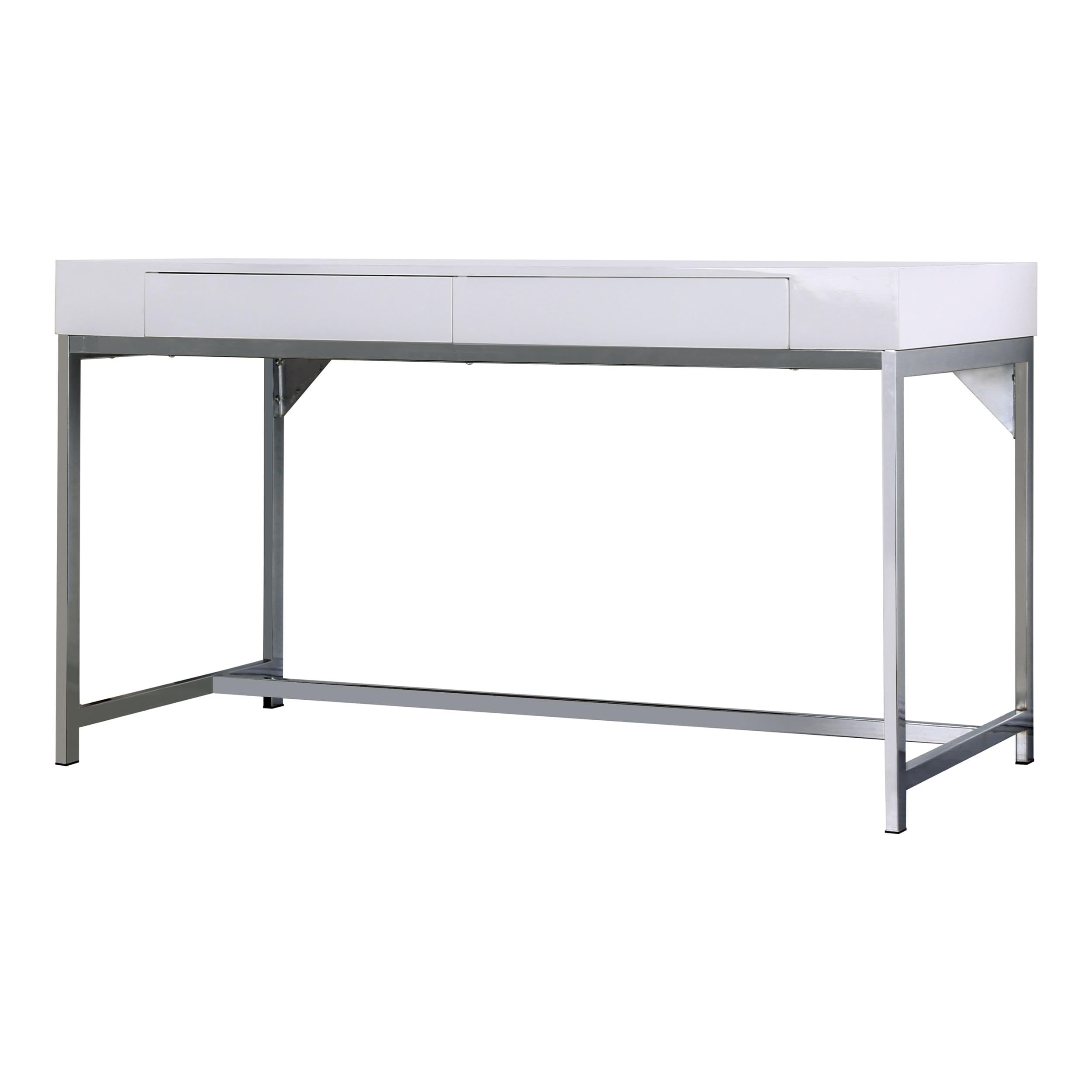 Robertson Wood 2-Drawer Writing Desk with USB Port - White Modern Home Office Desk for Small Spaces | Study, Work from Home & Remote Learning Furniture
