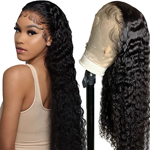 13x4 Deep Wave Lace Front Human Hair Wigs for Women - Brazilian Virgin Hair Pre-Plucked with Baby Hair, 28 Inch Natural Color Lace Frontal Wig | Perfect for Daily Wear, Parties & Special Occasions