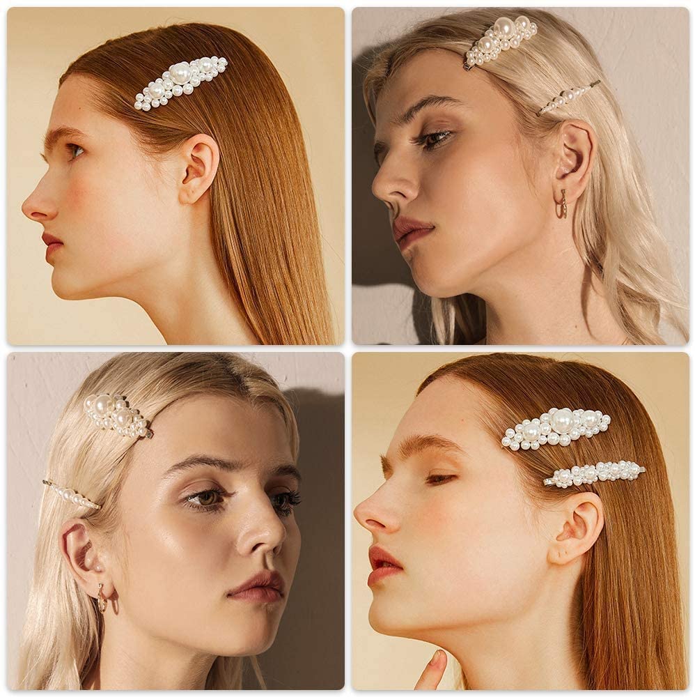 Makone Pearl Hair Clips 12 Pcs - Elegant Pearl Barrettes for Women & Girls | Fashion Hair Accessories for Weddings, Parties & Daily Styling