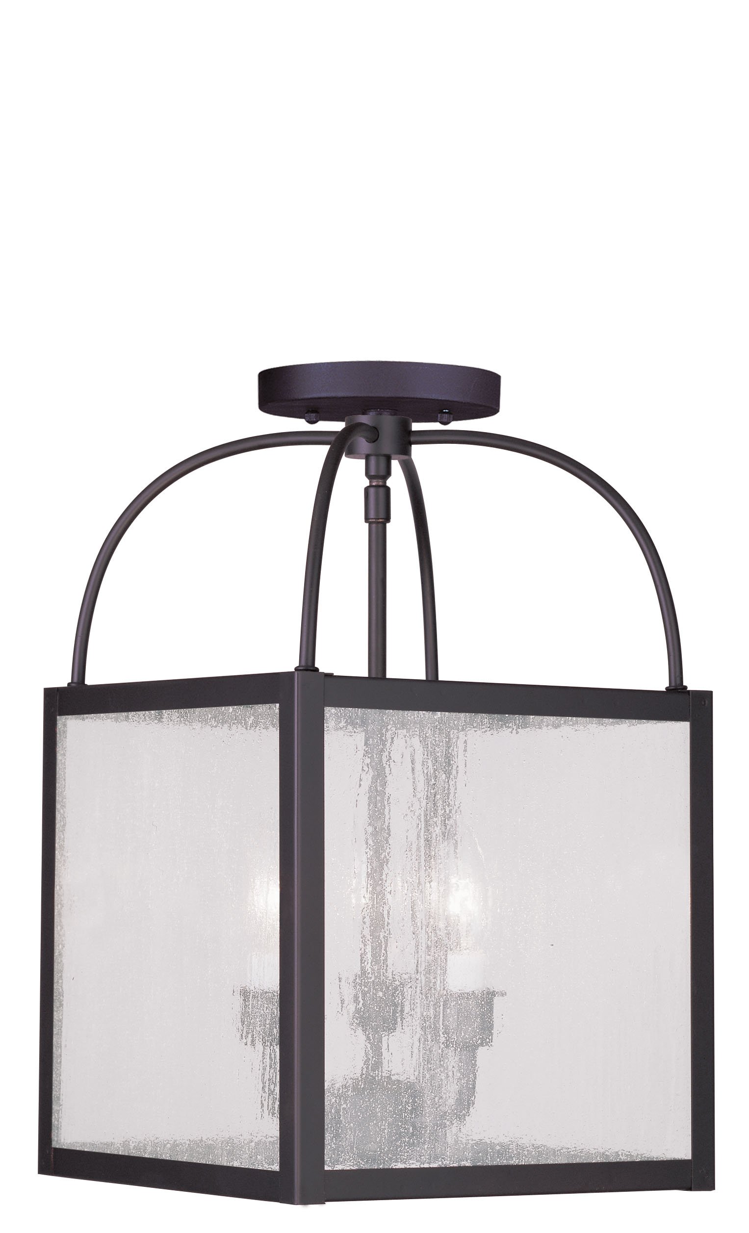 Livex Lighting 4055-07 Milford 3-Light Convertible Hanging Lantern Ceiling Fixture in Bronze - Perfect for Entryway, Dining Room, or Bedroom Lighting