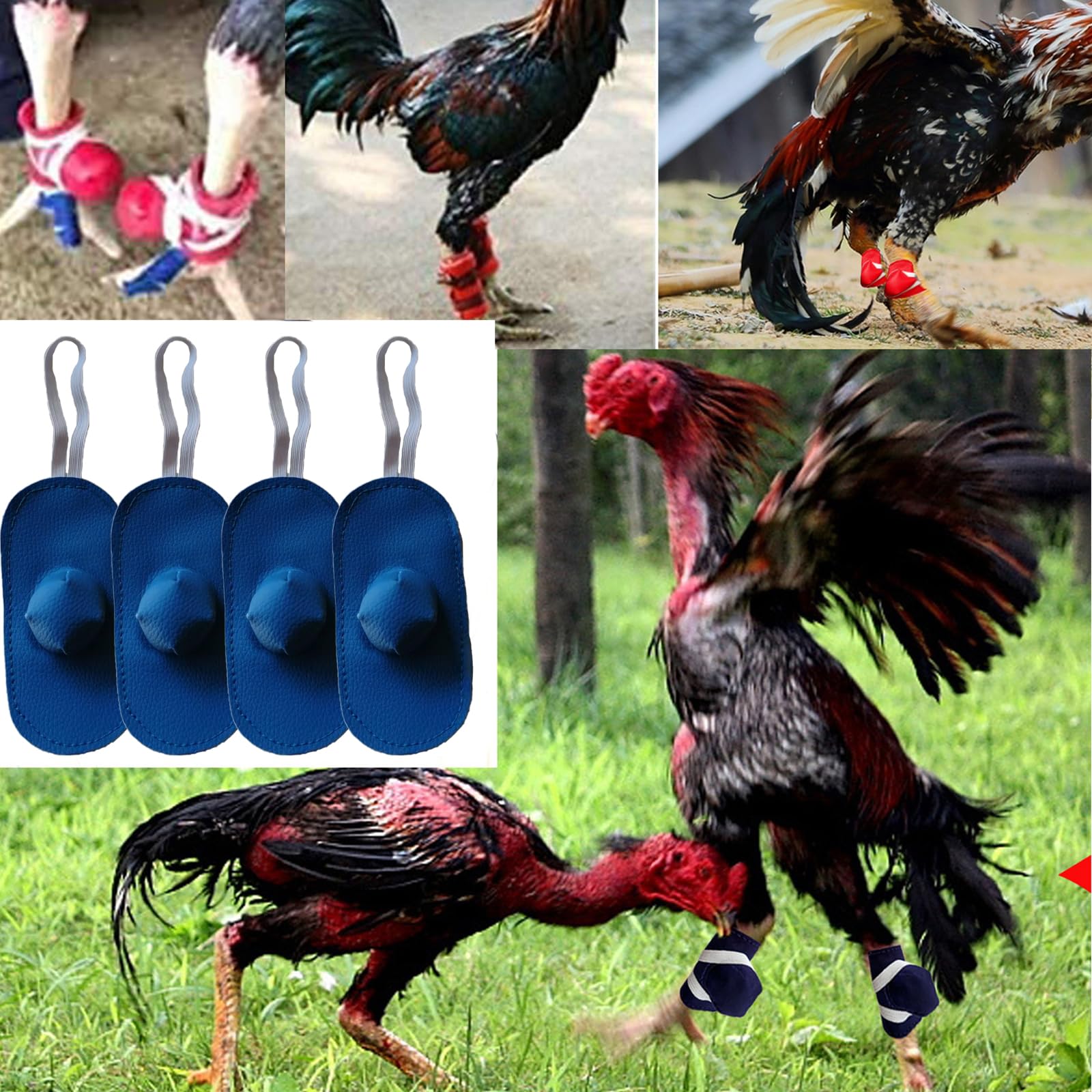 Gamefowl Rooster Boots - 2 Pairs Chicken Leg Protection Shoes for Fighting Cocks, Durable & Comfortable Poultry Supplies - Perfect for Cockfighting, Farm Protection & Show Birds (Blue)