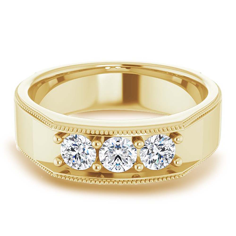 0.75 Carat Round Diamond Milgrain Accent Men's Wedding Band Ring - Perfect for Engagement, Anniversary & Special Occasions