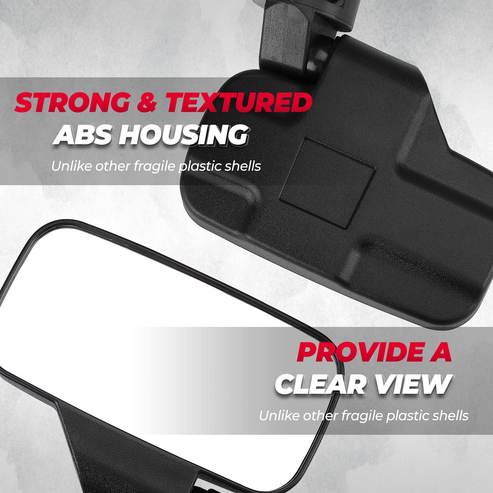 KEMIMOTO UTV Side Mirrors and Center Mirror Set - Compatible with Polaris Ranger 500 570 900 1000 XP - Pro-Fit Profiled Tube Rearview Mirrors for Enhanced Visibility and Safety - Perfect for Off-Roading, Hunting, and Farm Work