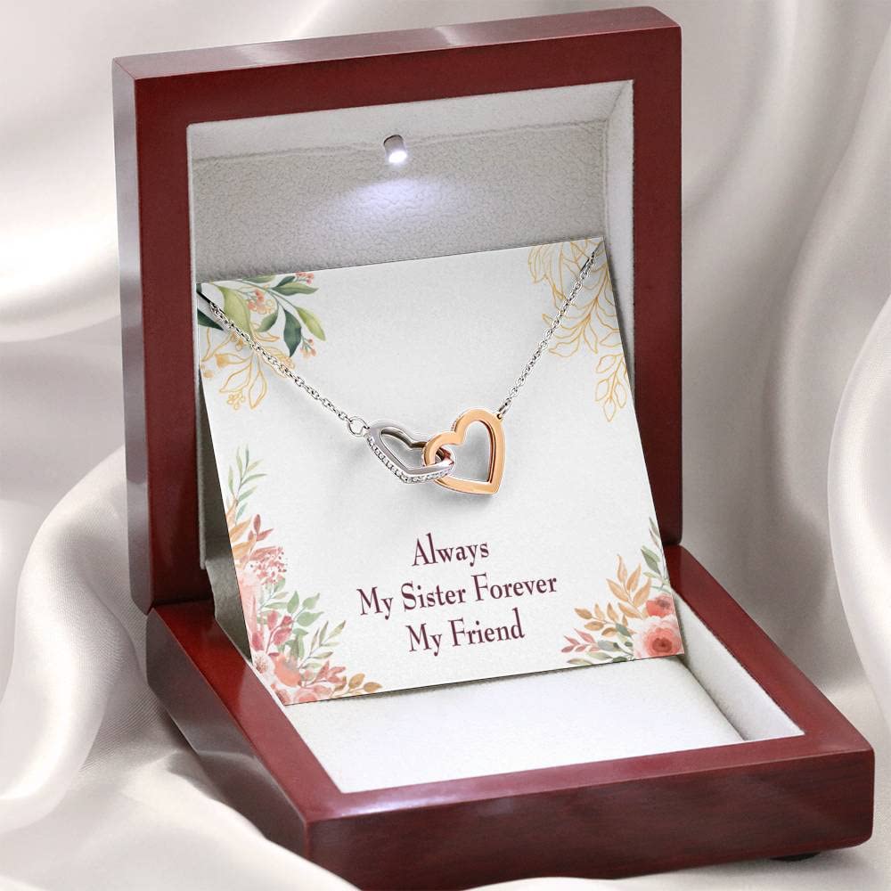 My Sister Forever Inseparable Love Pendant - 18k Rose Gold Necklace with 16