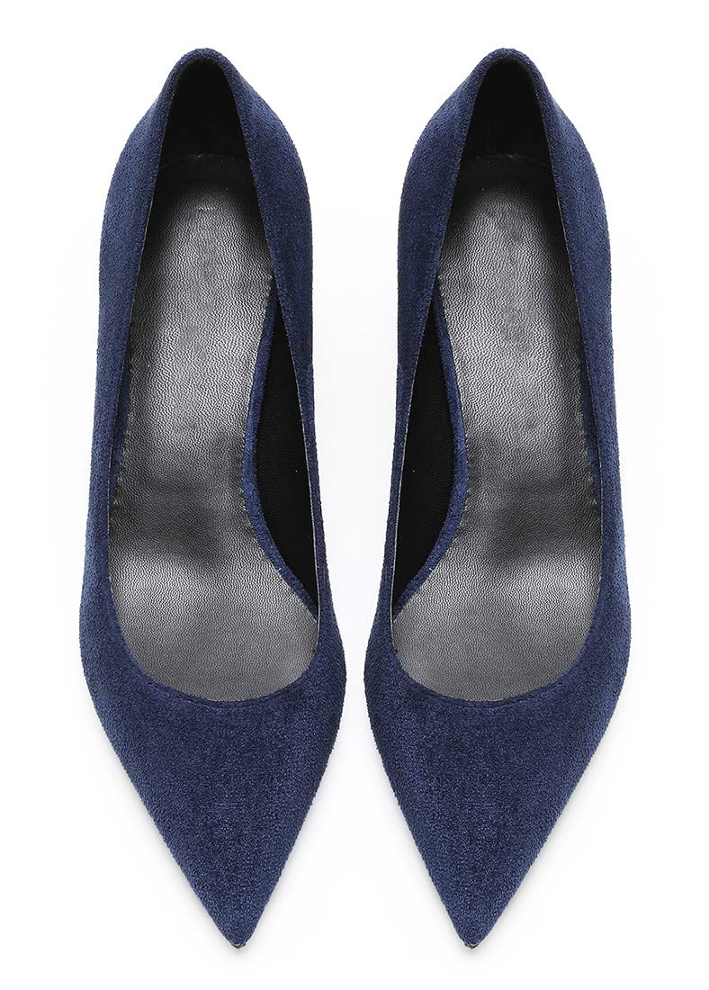 Women's Suede Mid-Heel Pumps - Wide Width Classic Pointed-Toe Court Shoes for Work, Office & Special Occasions