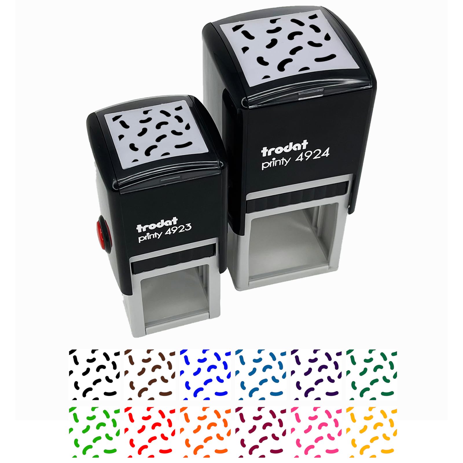 Abstract Squiggle Jelly Bean Pattern Self-Inking Rubber Stamp - 1 Inch Small Stamp with Black Ink - Perfect for Scrapbooking, Card Making & DIY Crafts