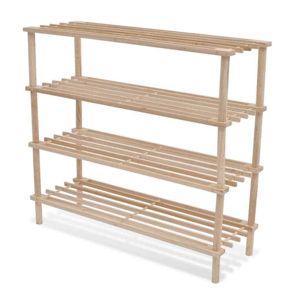 BouboboP 4-Tier Shoe Rack - 2 Pack Solid Fir Wood Shoe Organizer for Closet, Entryway & Storage | Space-Saving Shoe Shelf for Home, Office & Dorm Organization