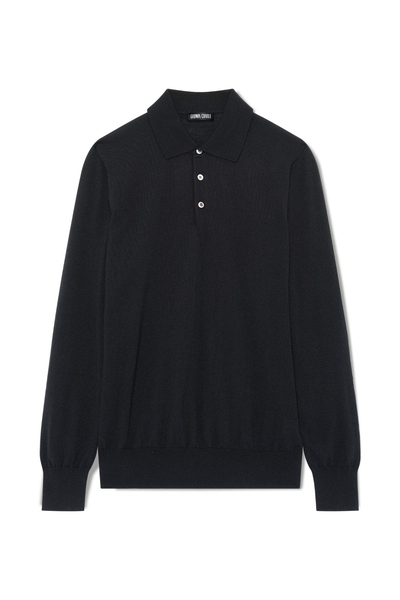 Premium Long Sleeve Polo Shirt - 100% Merino Wool - Black - Men's Business Casual & Outdoor Wear