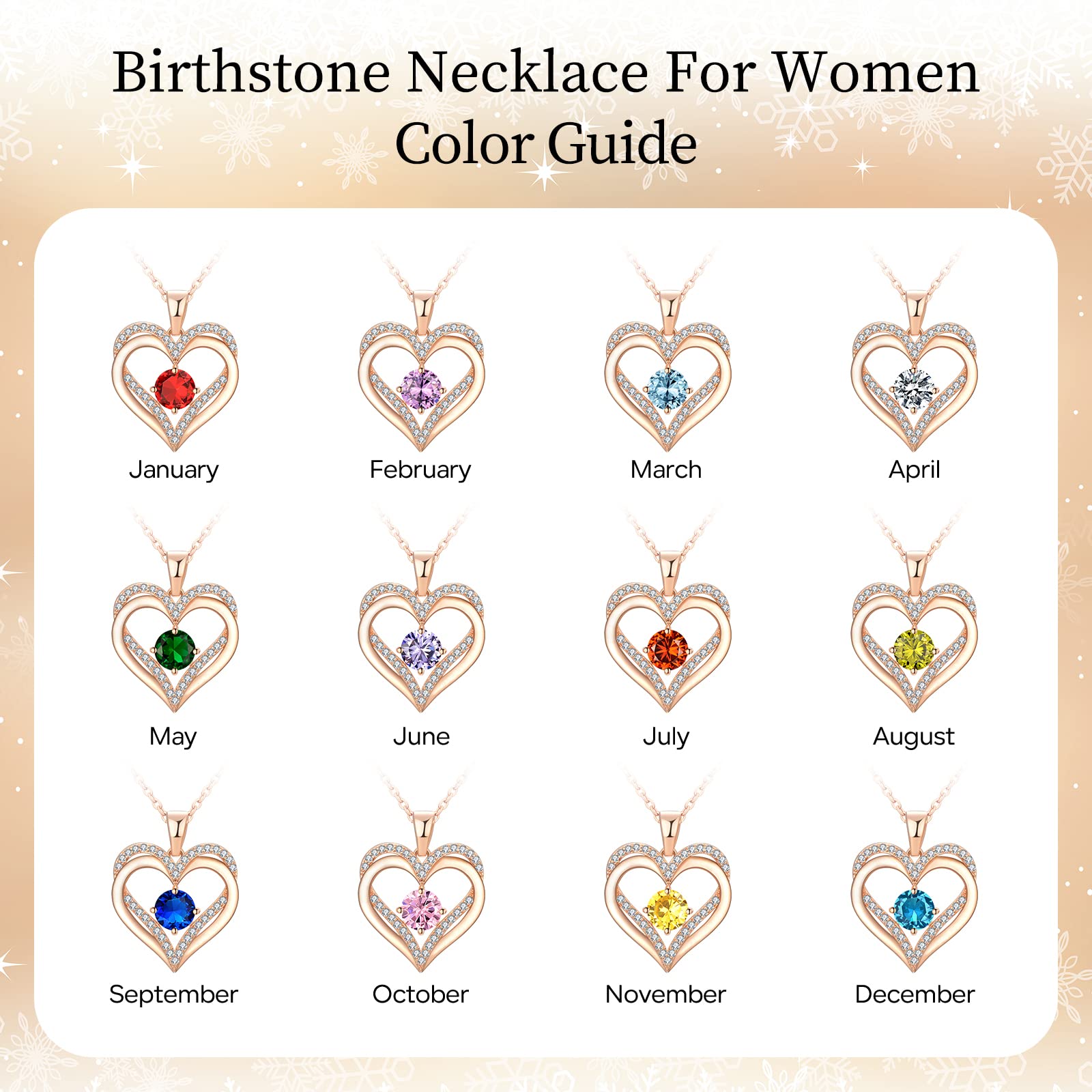 Rose Gold Necklace for Women - Elegant Birthstone Jewelry Gift for Wife, Mom, Girlfriend | Perfect for Valentine's Day, Christmas, Anniversary, Mother's Day & Birthday | Ideal for Date Nights, Weddings & Special Occasions