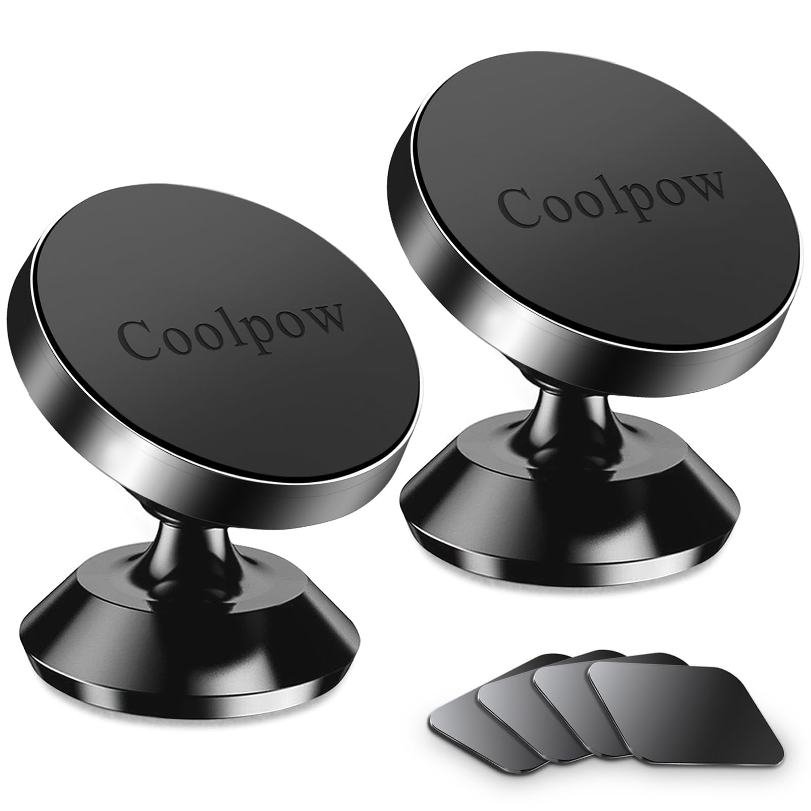 2-Pack Magnetic Phone Holder for Car Dashboard - Strong Magnet Universal 360° Rotating Hands-Free Mount Compatible with iPhone, Android, GPS Devices - Perfect for Commuting, Road Trips & Navigation