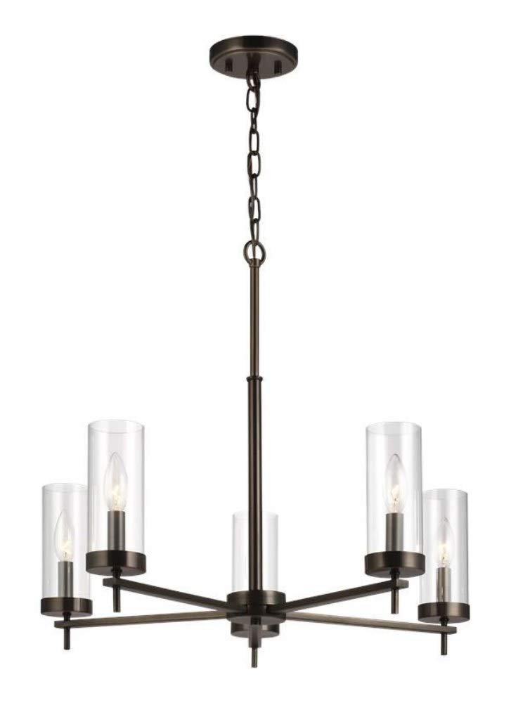 Seagull Lighting 3190305-778 Modern 5-Light Chandelier - Brushed Oil Rubbed Bronze Finish - Contemporary Dining Room & Foyer Lighting Fixture