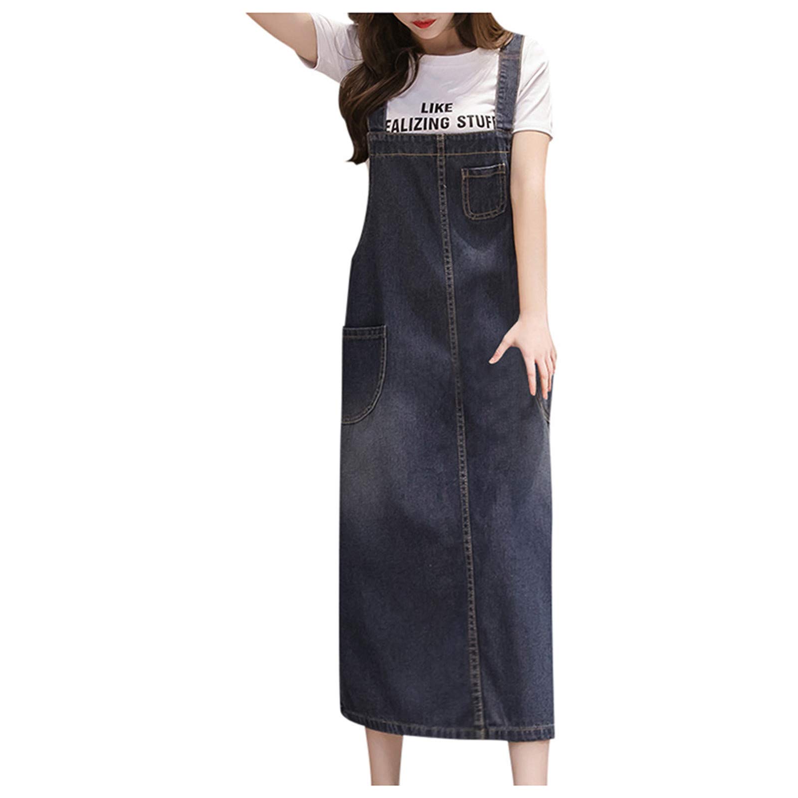 Stylish Slim Denim Midi Dress for Women - Loose Fit Casual Strap Dress for Curvy Figures | Perfect for Summer Outings, Beach Trips, and Date Nights