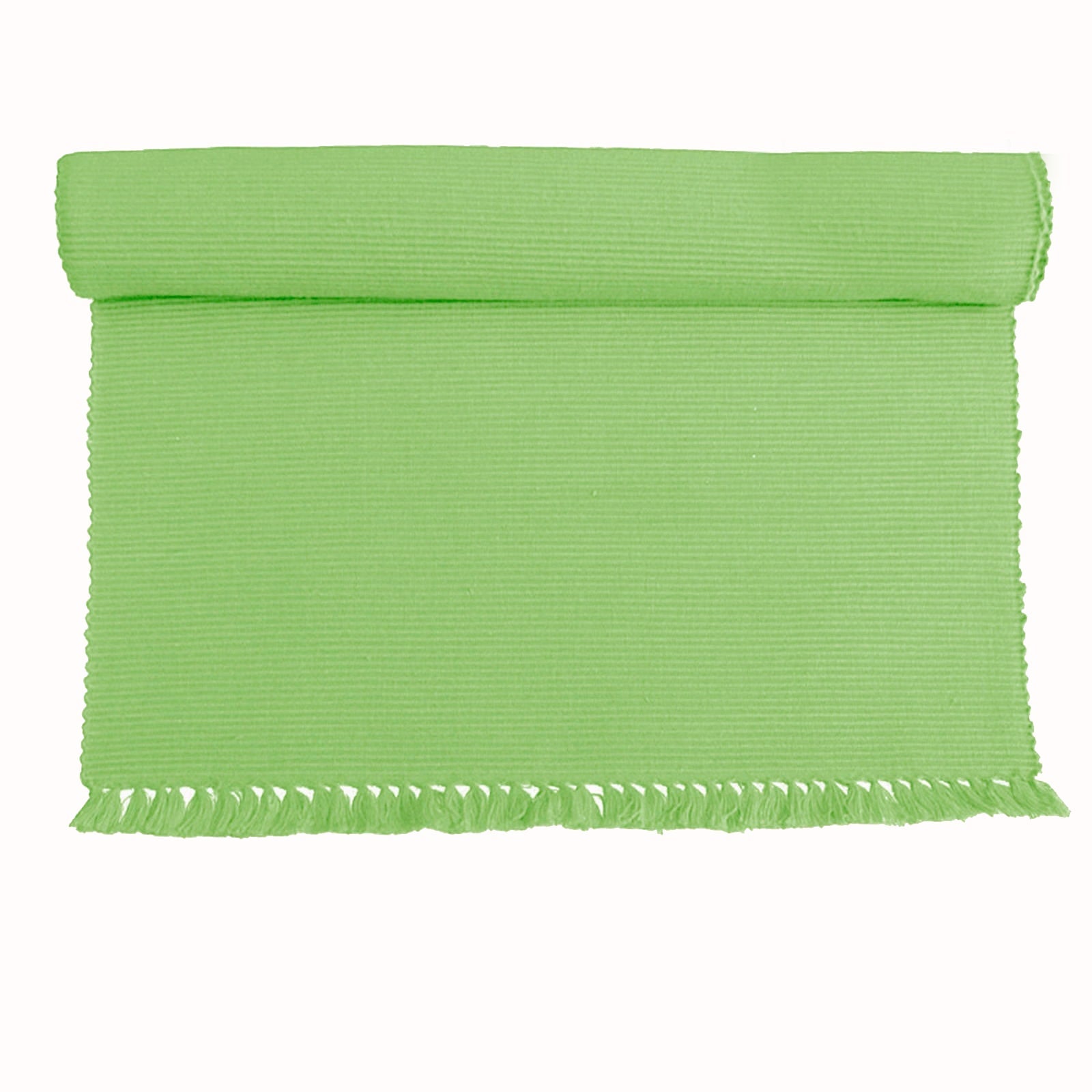 Hoydu Set of 2 Cotton Ribbed Table Placemats - Apple Green Washable Dining Mats for Kitchen, Restaurant & Home Decor