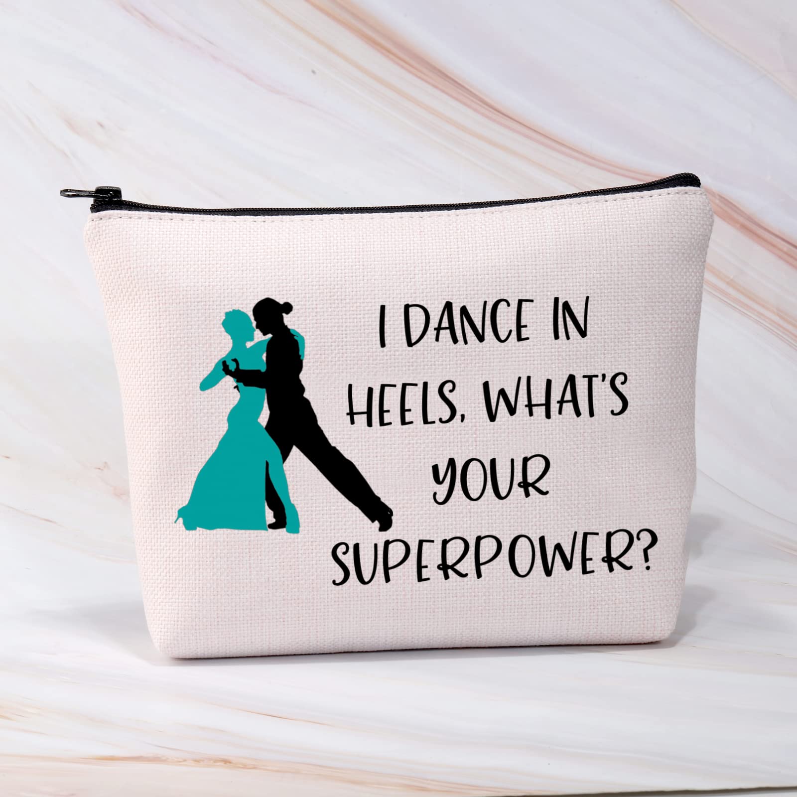 PLITI Ballroom Dancer Gift - Ballroom Dance Teacher Makeup Bag for Dance Heels Superpower - Zipper Pouch for Dance Accessories, Perfect for Dance Classes, Competitions & Practice Sessions