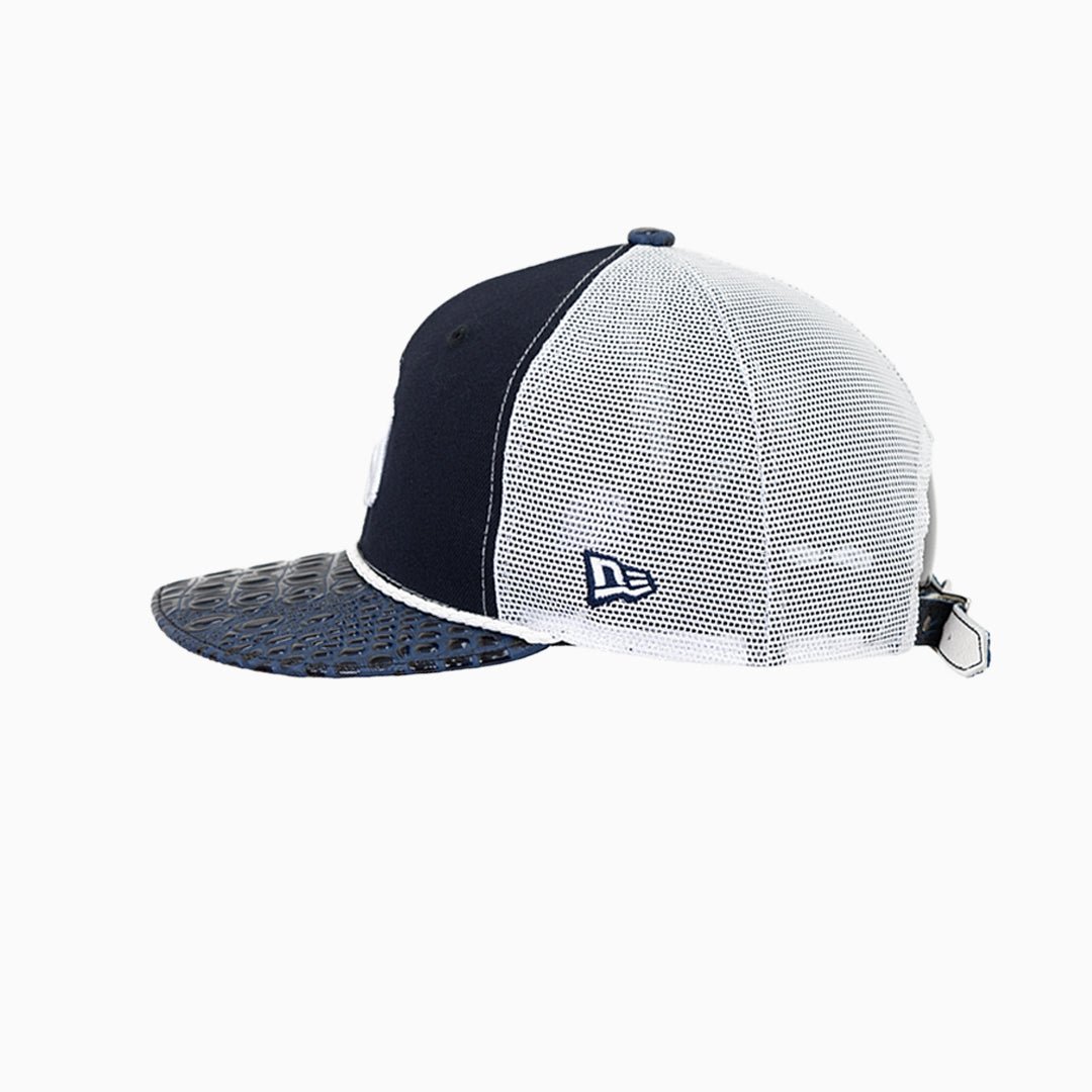 Breyer's Buck 50 New York Yankees Trucker Hat with Leather Visor - Adjustable Snapback Cap for Baseball Fans, Streetwear & Outdoor Activities