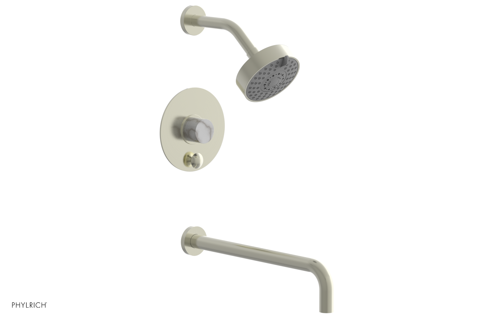 BASIC II 14 Pressure Balance Tub and Shower Faucet Set - White Marble Finish for Bathroom & Shower Installation (Model 230 28 14) | Perfect for Modern Home Renovation & Spa-Like Experience