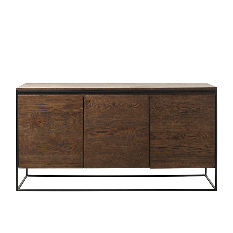 RIVOLI Sideboard Buffet Cabinet 61 Inch - Modern Smoked Oak & Black Finish - Perfect for Dining Room Storage, Living Room Organization, and Entryway Decor
