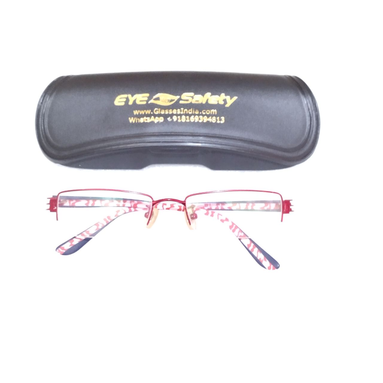 Stylish Red Supra Half Rimless Blue Light Blocking Glasses for Women - X013 - Perfect for Computer Work, Gaming & Screen Time Protection
