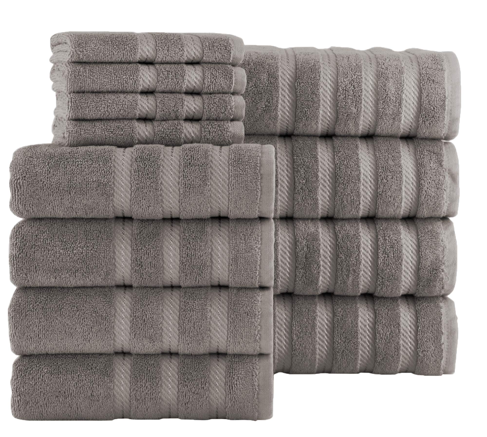 Premium 100% Turkish Cotton Bath Towel Set - Ultra Soft, Quick Dry & Highly Absorbent - 12-Piece Luxury Antalya Collection (Grey) - Includes Bath Towels, Hand Towels & Washcloths - Perfect for Spa, Beach & Luxury Bathroom Experience