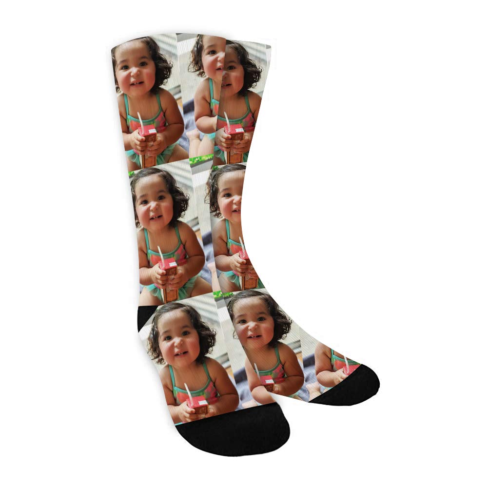 Custom Face Socks with Personalized Text - Funny Photo Printed Socks for Men & Women - Perfect for Gifts, Parties & Unique Fashion Statements