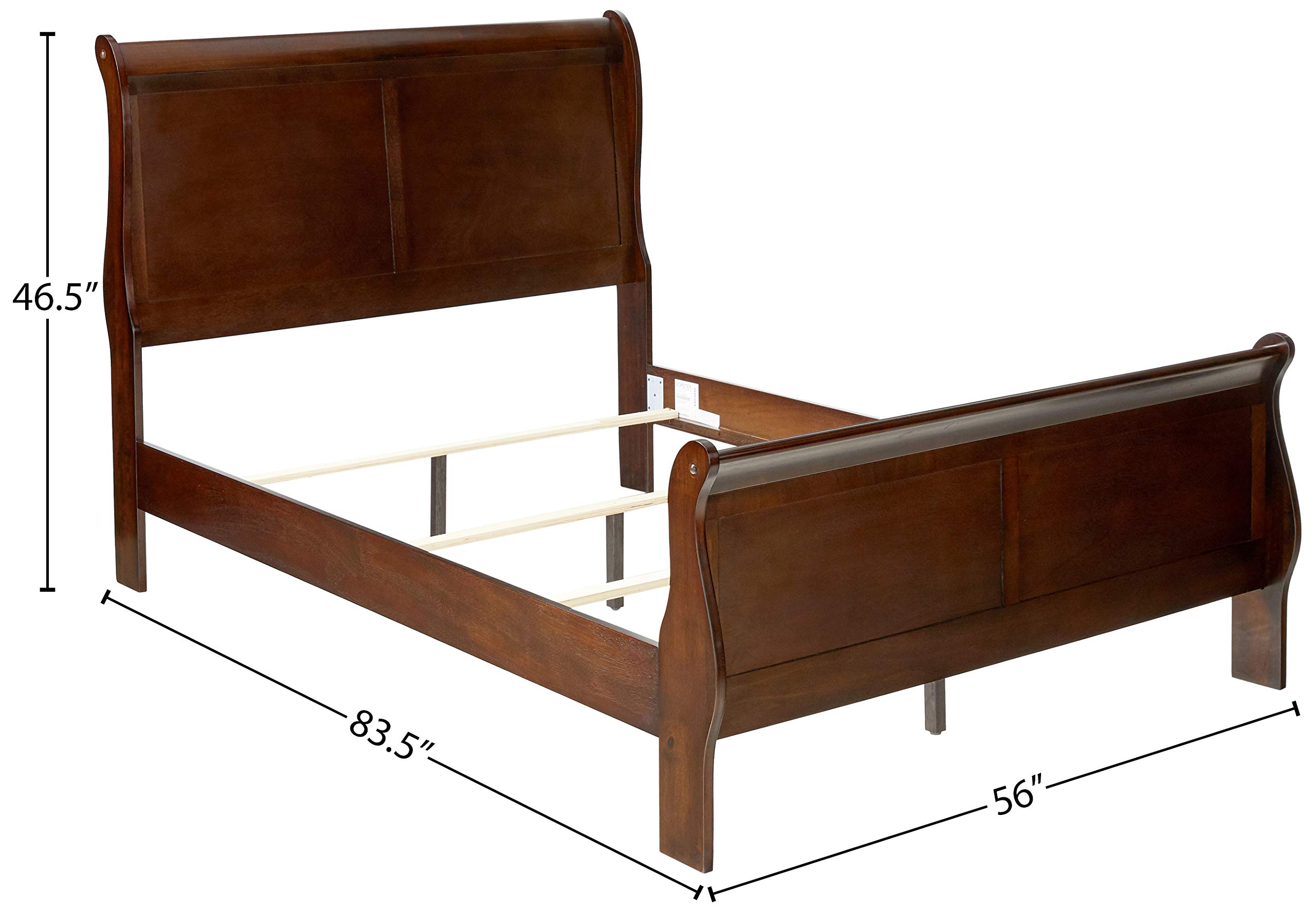 Louis Philippe Full Size Bed - Traditional Cappuccino Finish Wooden Bed Frame with Coaster Furniture Design | Elegant Bedroom Furniture for Master Bedroom & Guest Room