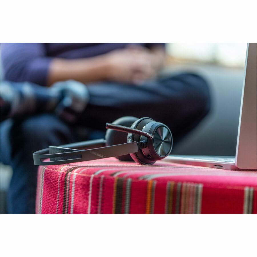 Poly Voyager Focus 2 Microsoft Teams Certified Wireless Headset with USB-C/A Adapter - Bluetooth Stereo Headphones for Office, Remote Work & Video Calls - Google Assistant & Siri Compatible - TAA Compliant