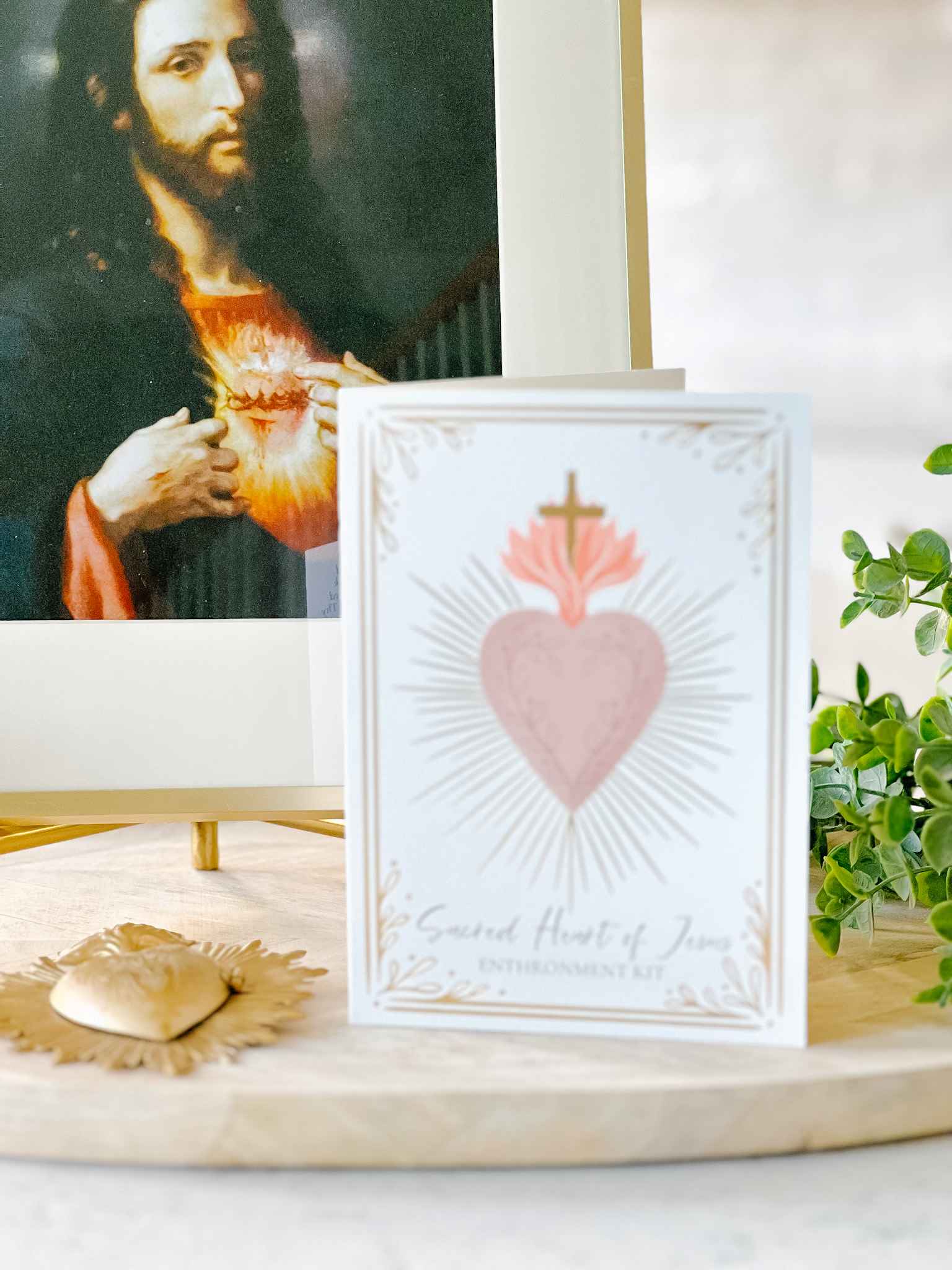 Sacred Heart Enthronement Kit - Catholic Home Altar Set for Prayer & Devotion - Perfect for Family Worship & Religious Decor