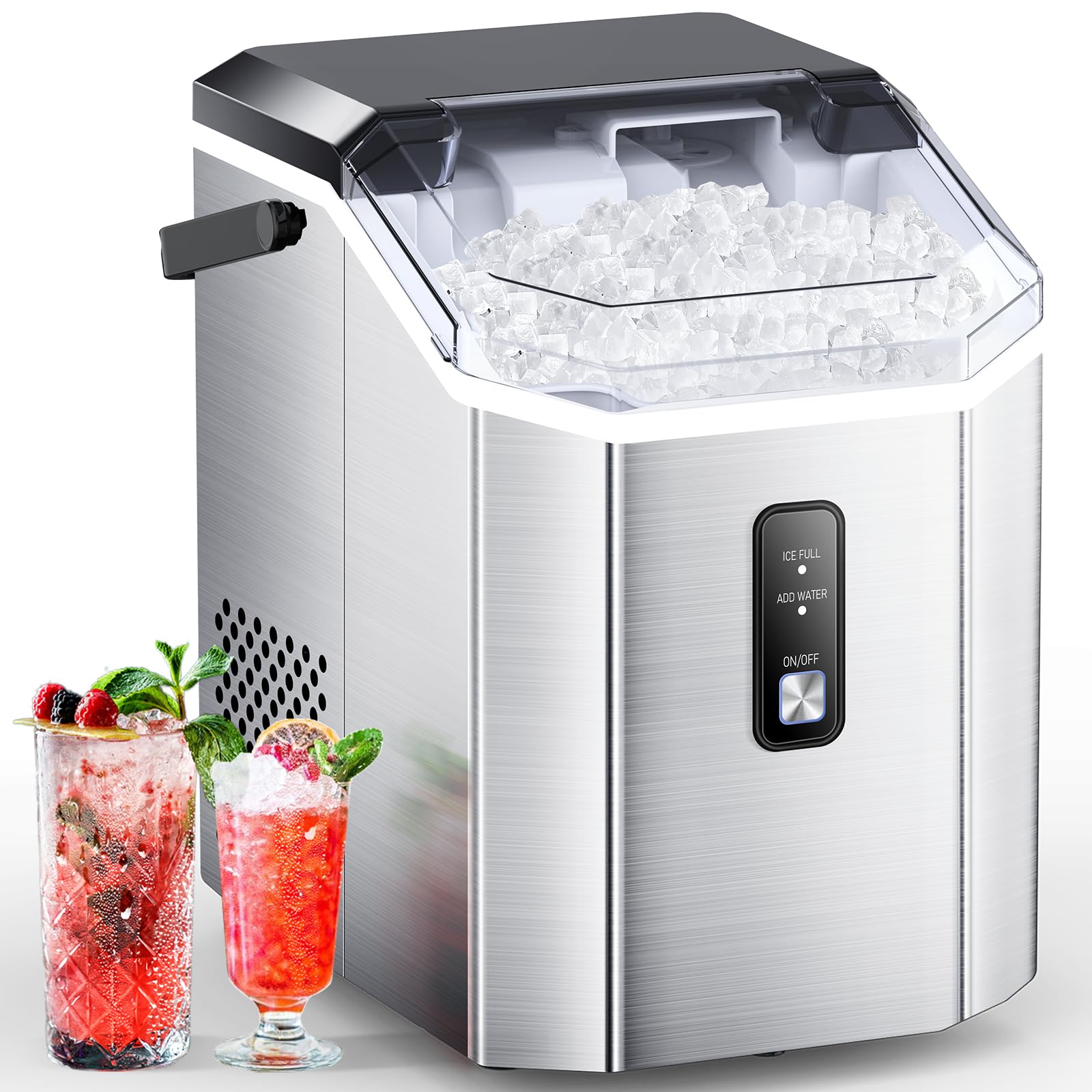 COWSAR Countertop Nugget Ice Maker - 34lbs/24H Soft Chewable Pebble Ice Machine with Auto-Cleaning, One-Click Operation, Includes Basket & Scoop - Perfect for Home, Kitchen, Office, Parties & Outdoor Use