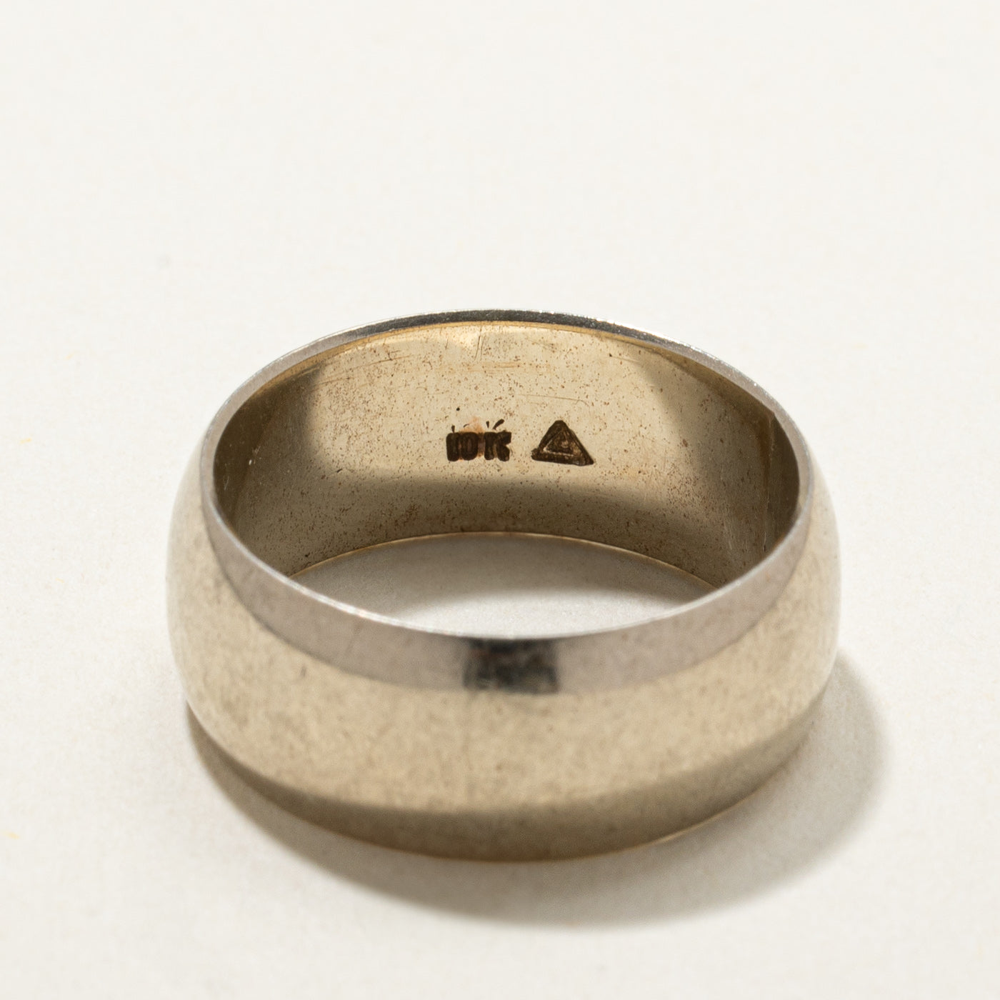 10K White Gold Cigar Band Ring for Men - 7.9mm Wide Size 6.25 - Perfect for Weddings, Anniversaries & Gifts
