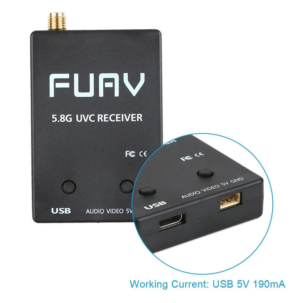 5.8G 150CH FPV Receiver with UVC Video & OTG Support - Compatible with Android Smartphones, PC Monitors - Ideal for Drone Racing, Aerial Photography, and FPV Flying