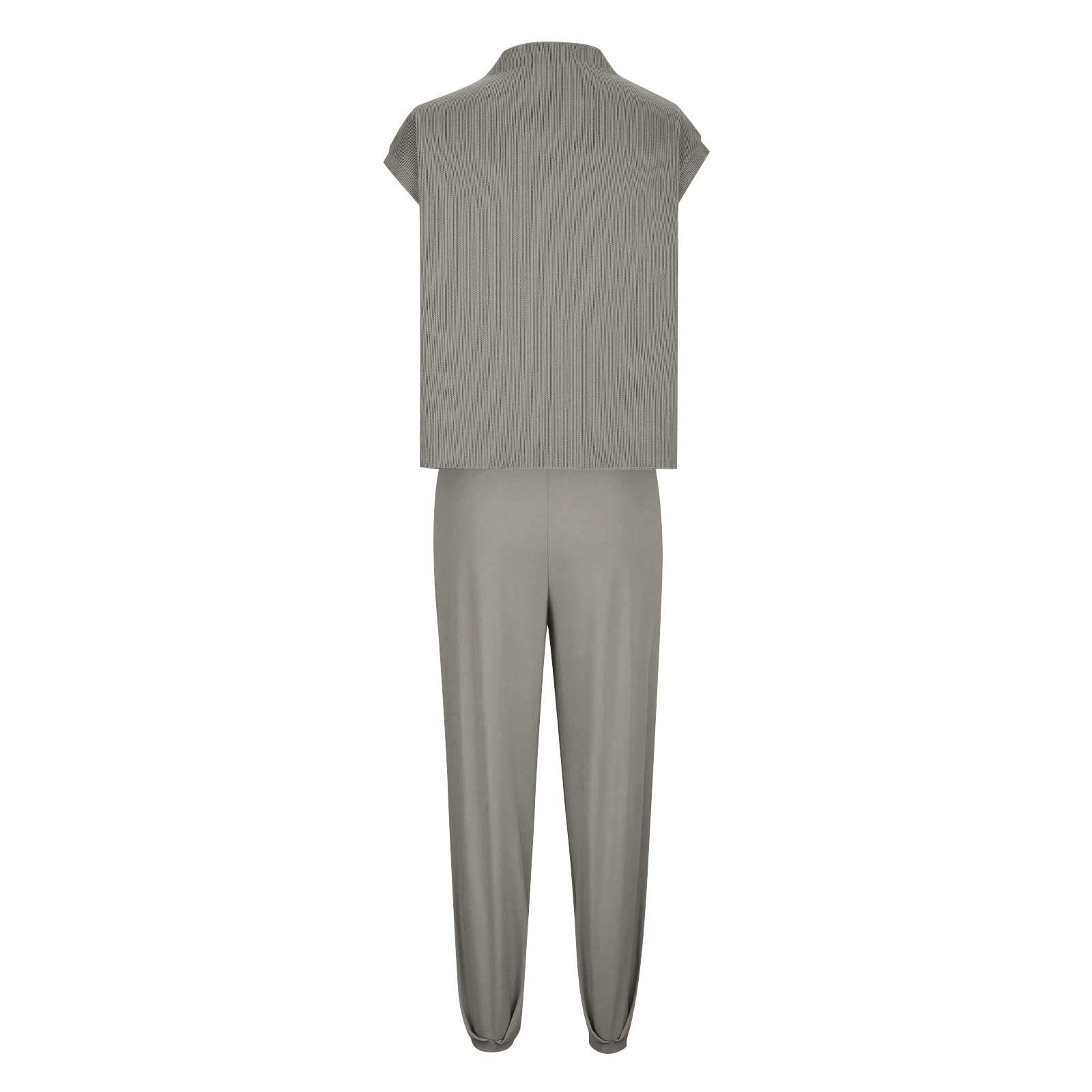 Women's Summer Knit Pullover Top & High Waisted Pants 2-Piece Lounge Set - Casual Outfit for Home, Travel & Relaxation