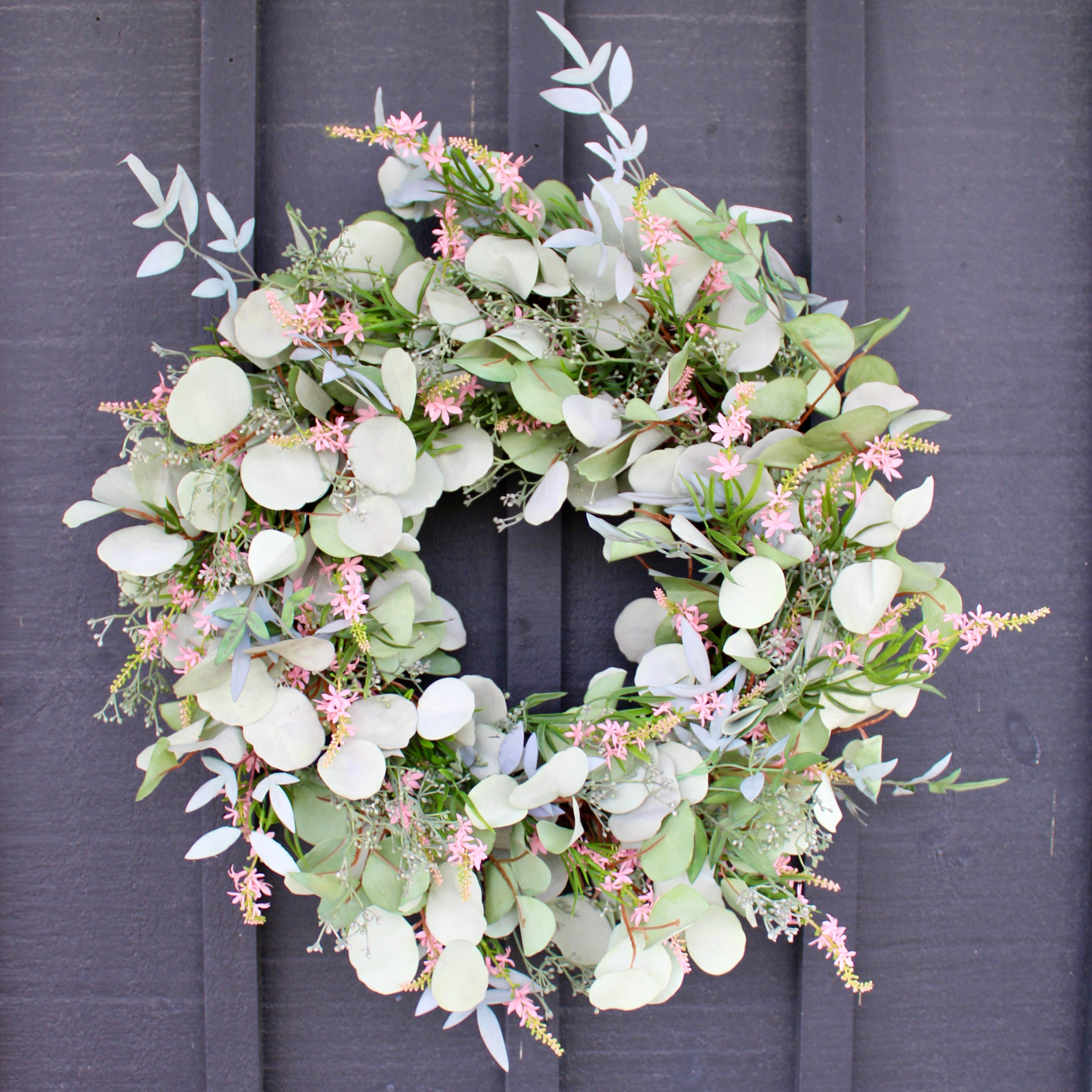 Eucalyptus & Sweet Veronica Wreath - Handmade Floral Wreath for Front Door, Wedding Decor, and Home Decoration - Perfect for Spring, Summer, and Holiday Season