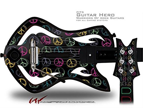 Kearas Peace Signs Black Decal Skin for Warriors of Rock Guitar Hero - Guitar Sticker Vinyl Wrap (Guitar Not Included) - Perfect for Customizing Gaming Controllers & Rock Music Accessories