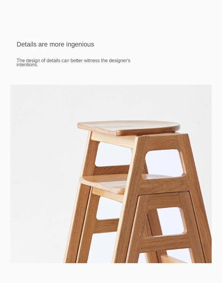 Solid Oak Wood High Bar Stool - Durable & Stylish for Kitchen Island, Breakfast Nook, and Home Bar Use