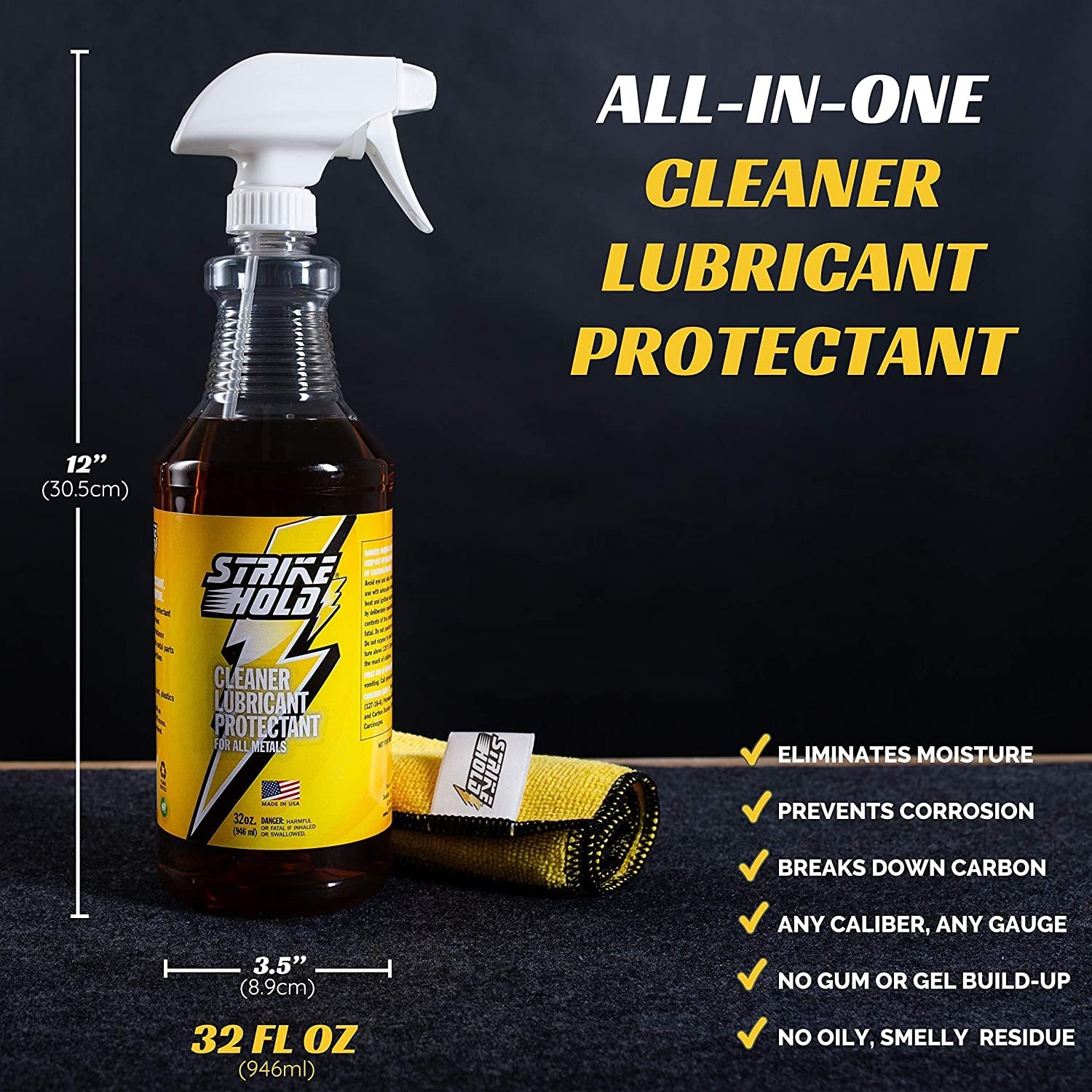 32oz Gun Oil - Premium CLP Gun Cleaner, Lubricant & Protectant - Solvent for Firearm Maintenance - Gun Lube for Pistols, Rifles & Shotguns - Ideal for Hunting, Shooting Range & Gun Cleaning Kits