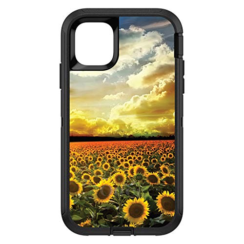 Green Blue Yellow Sunflowers On Black Case